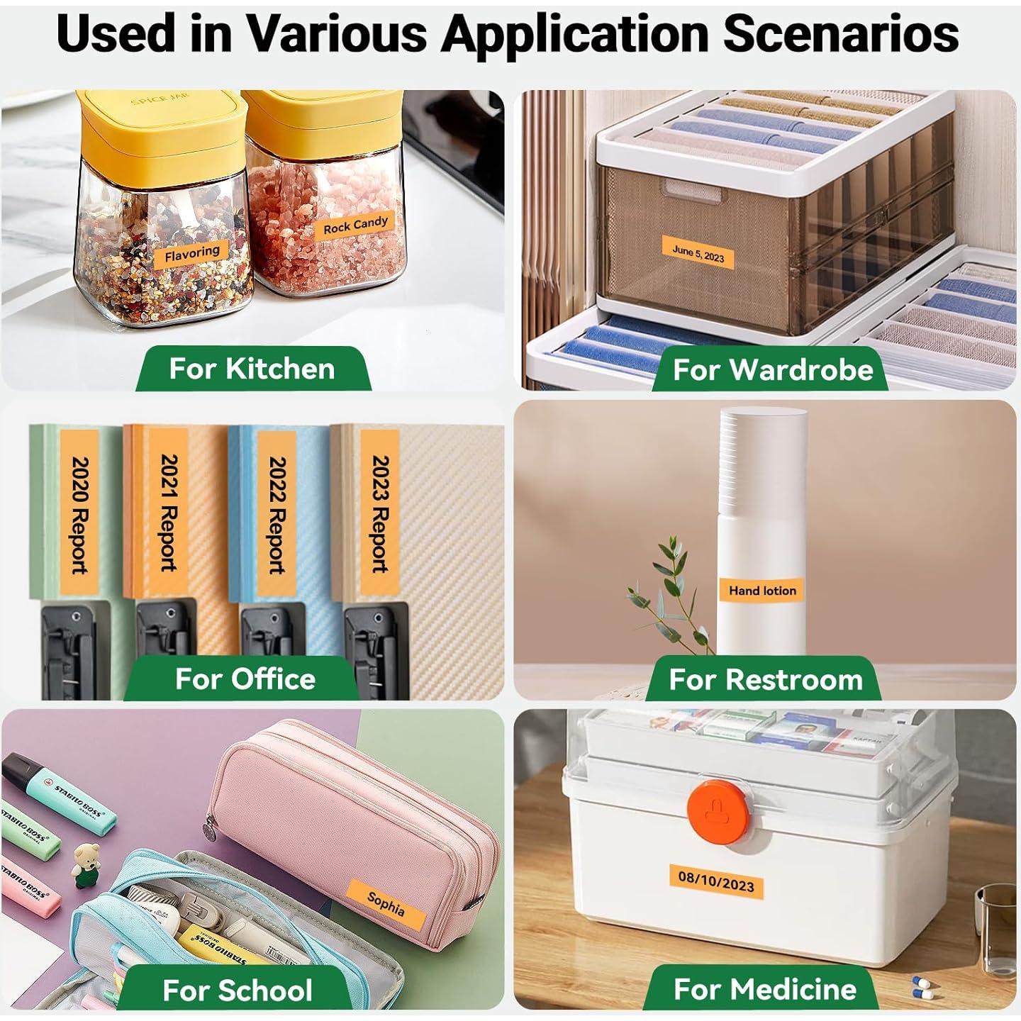 Cintas de Etiquetas BOYEEZON TZe-B31 4-Pack 12mm Negro Naranja