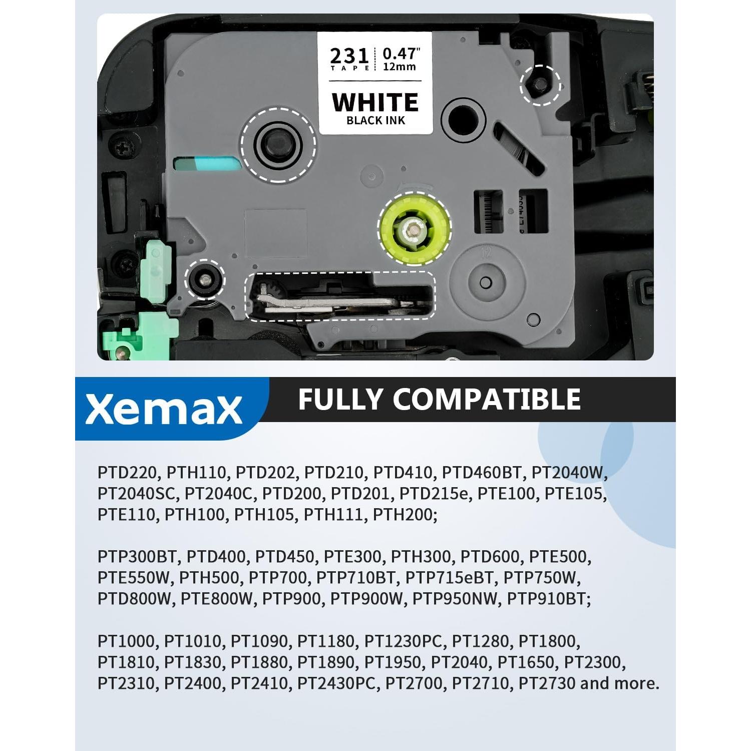 Cinta Etiqueta Laminada Blanca 12mm XemaX Tze-2312PK 2-Pack