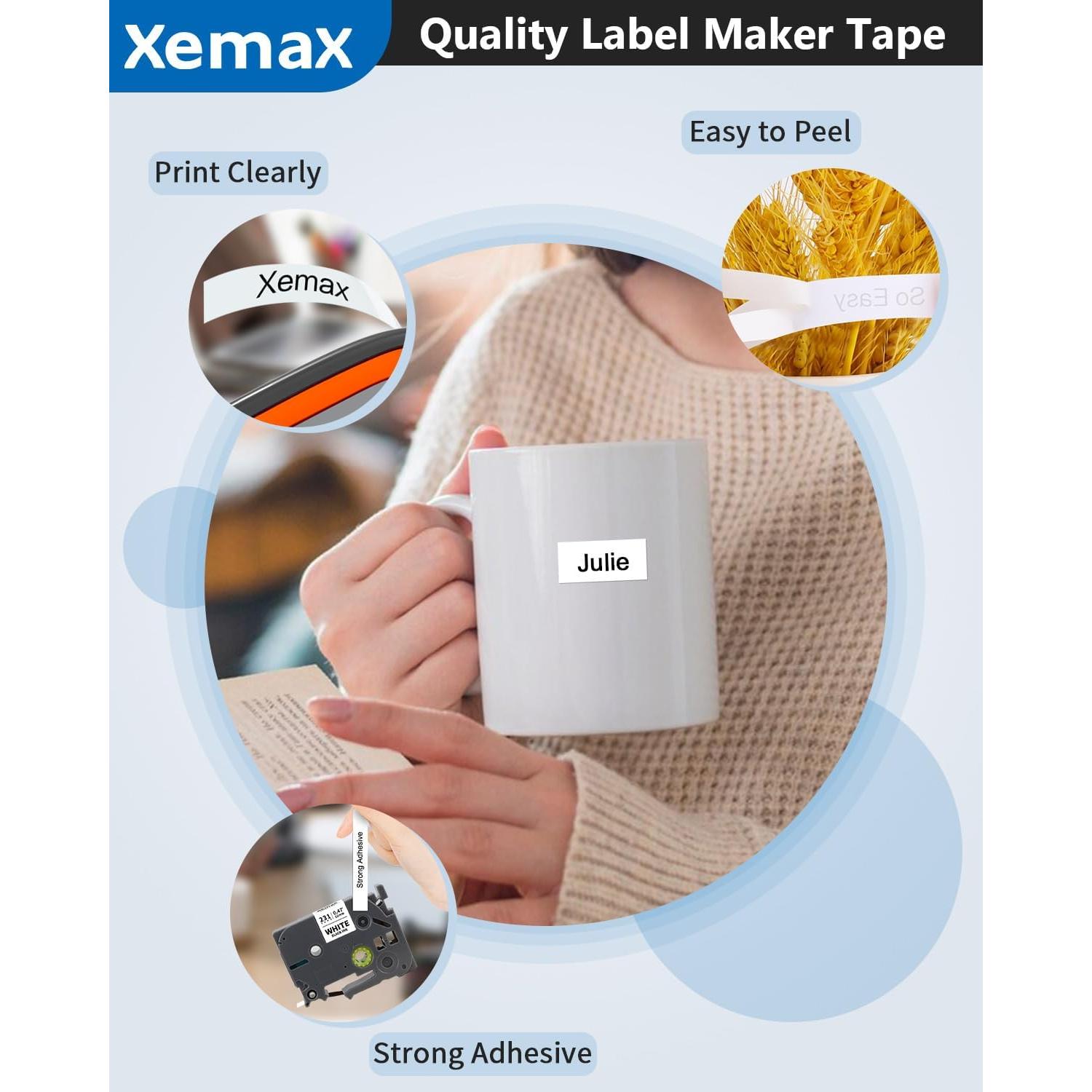 Cinta Etiqueta Laminada Blanca 12mm XemaX Tze-2312PK 2-Pack