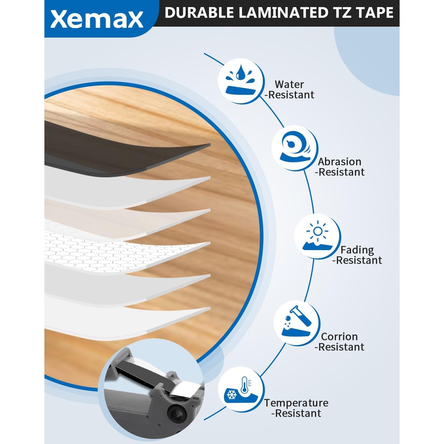 Cinta Etiqueta Laminada Blanca 12mm XemaX Tze-2312PK 2-Pack
