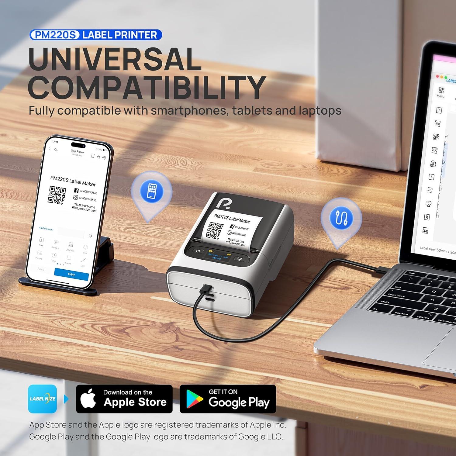 Impresora de Etiquetas POLONO PM220S Bluetooth 2" Blanca