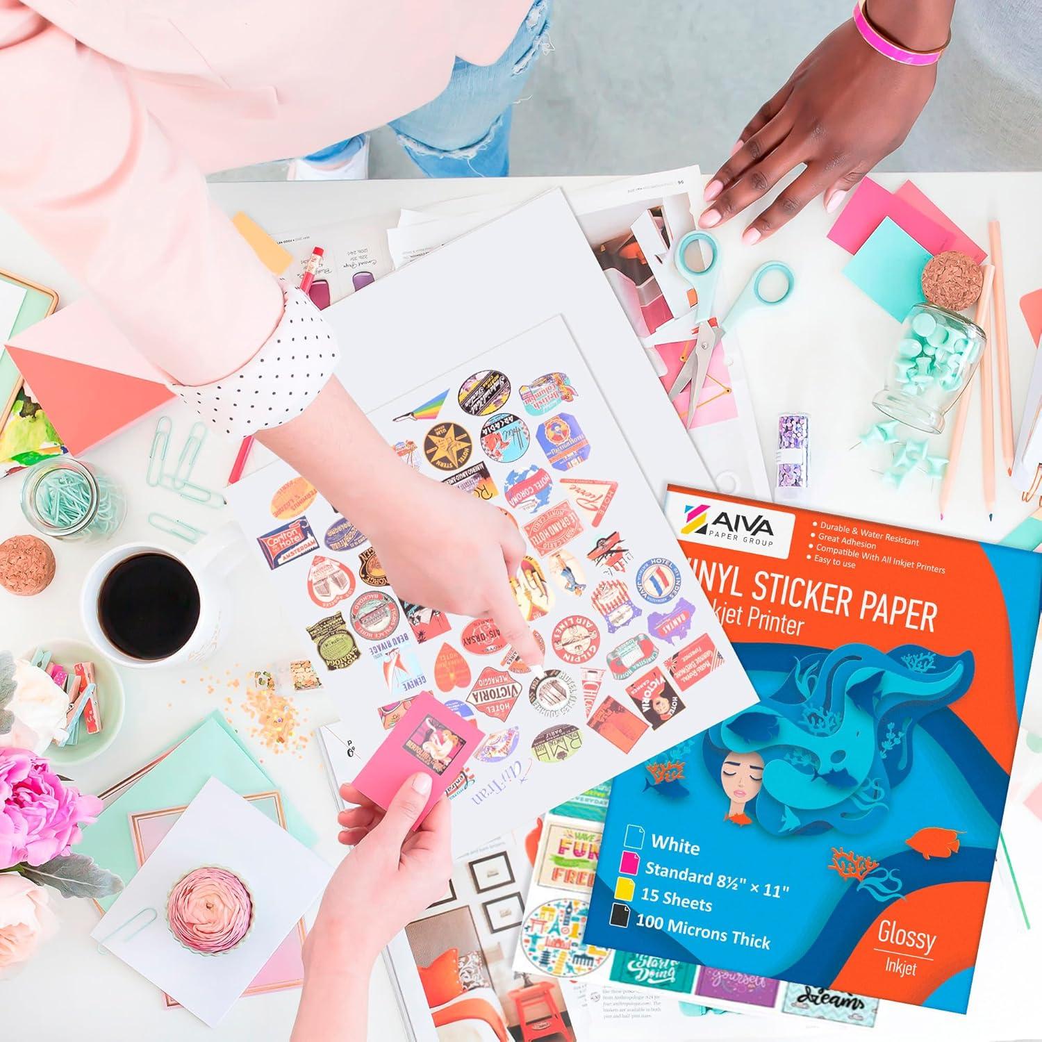 Papel de Etiquetas de Vinilo Imprimible Cuidado de Limia 75 Hojas 21x28 cm