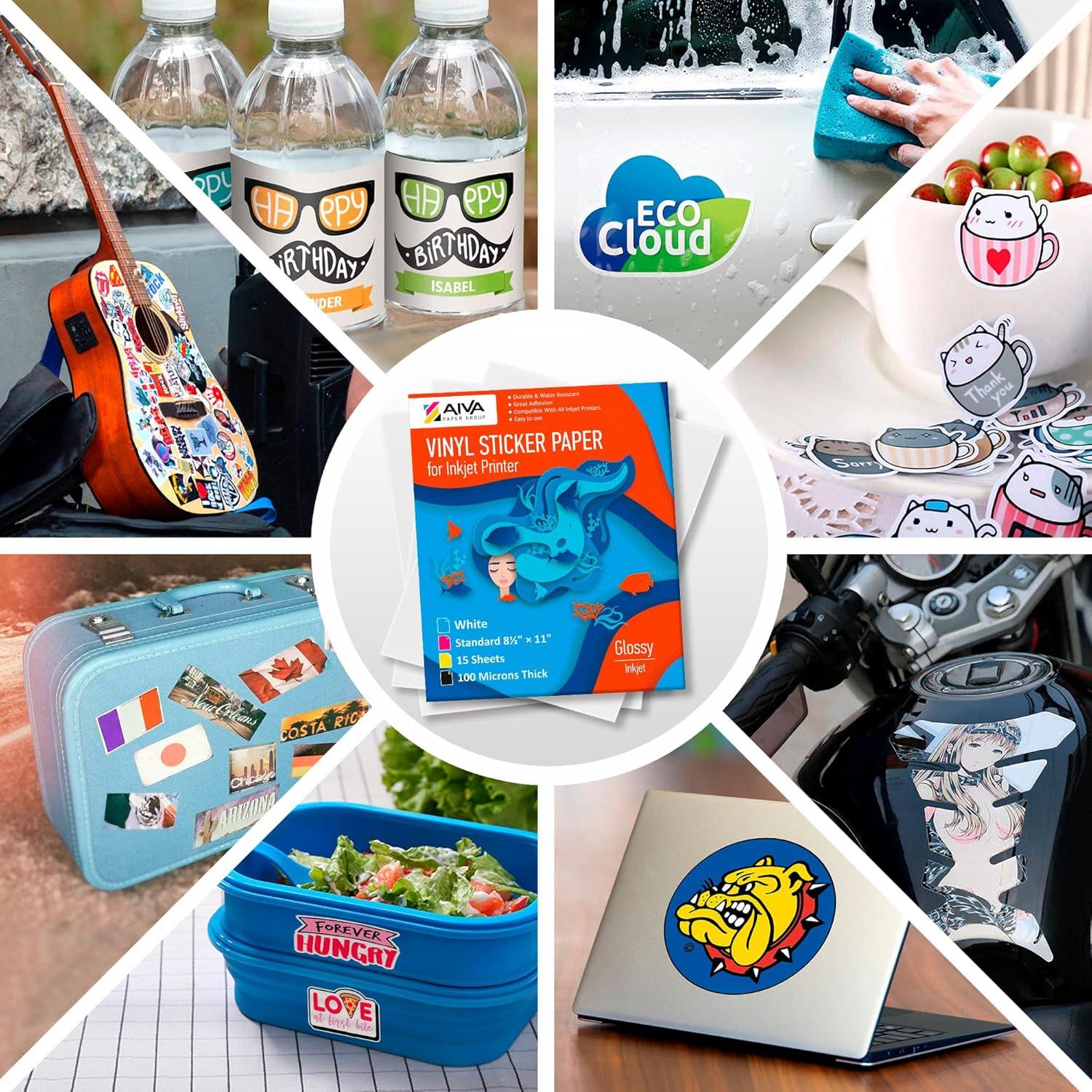 Papel de Etiquetas de Vinilo Imprimible Cuidado de Limia 75 Hojas 21x28 cm