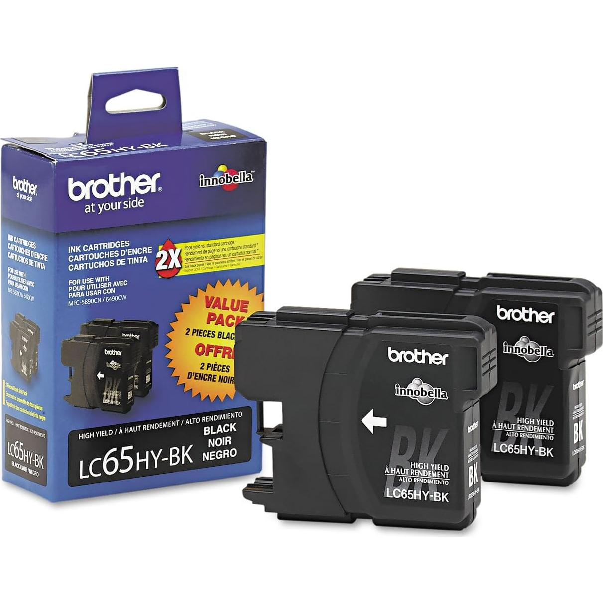 Cartuchos de Tinta Brother LC65HYBK2 Negro - Paquete de 2