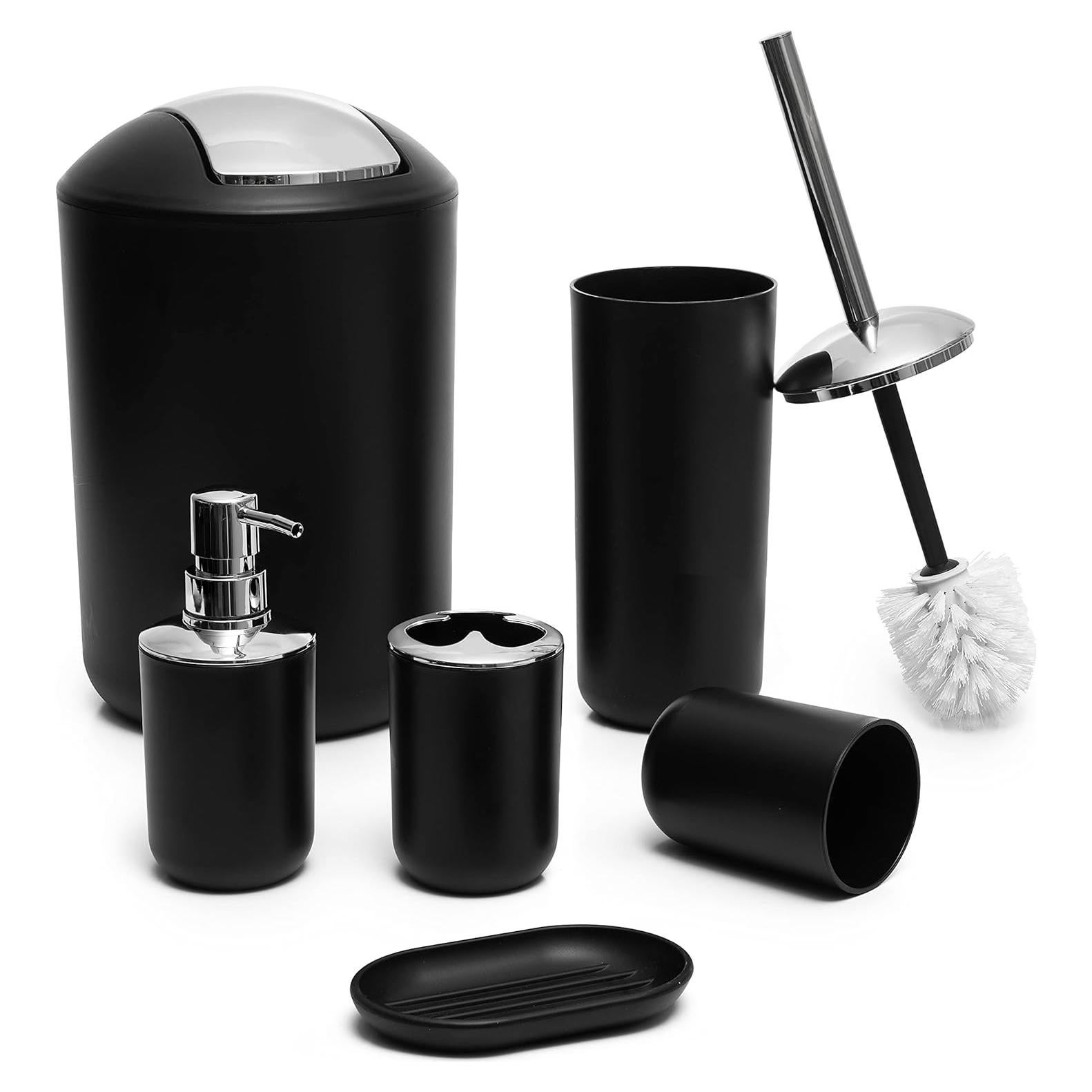 Juego de Accesorios de Baño Moss & Stone 6 Piezas Negro