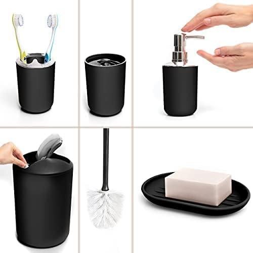 Juego de Accesorios de Baño Moss & Stone 6 Piezas Negro