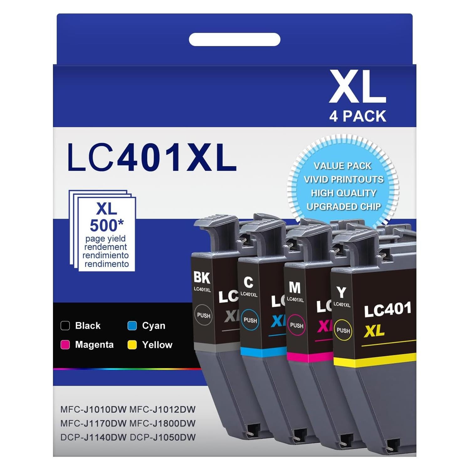 Cartuchos de Tinta Brother LC401XL - 4 Pack Alto Rendimiento