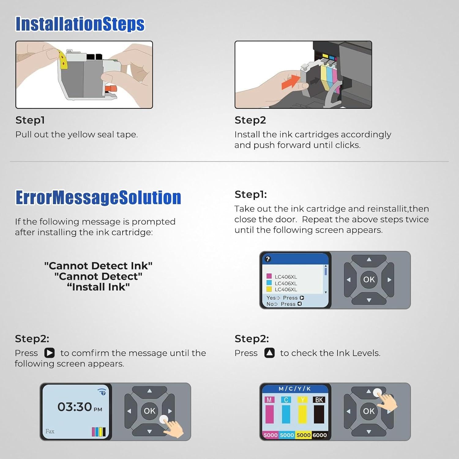 Cartuchos de tinta LC406XL Haikyuu para Brother MFC-J4335DW, 4 unidades
