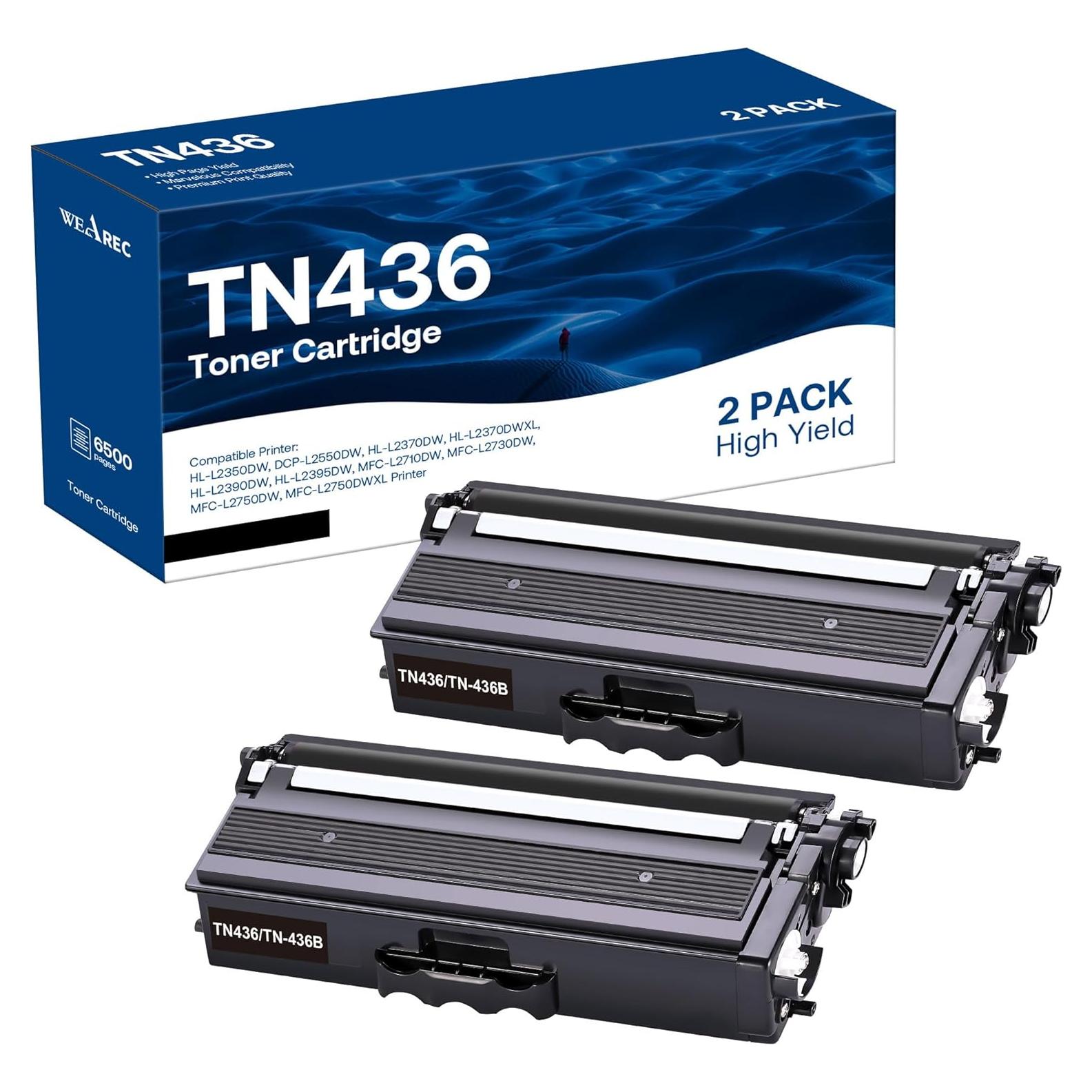 Cartucho de Tóner Negro Compatible Brother TN436 TN433 TN431 - 2 Pack