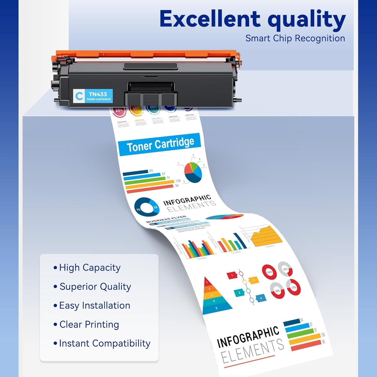 Cartucho de Tóner Compatible TN433 para Brother - 4 Colores