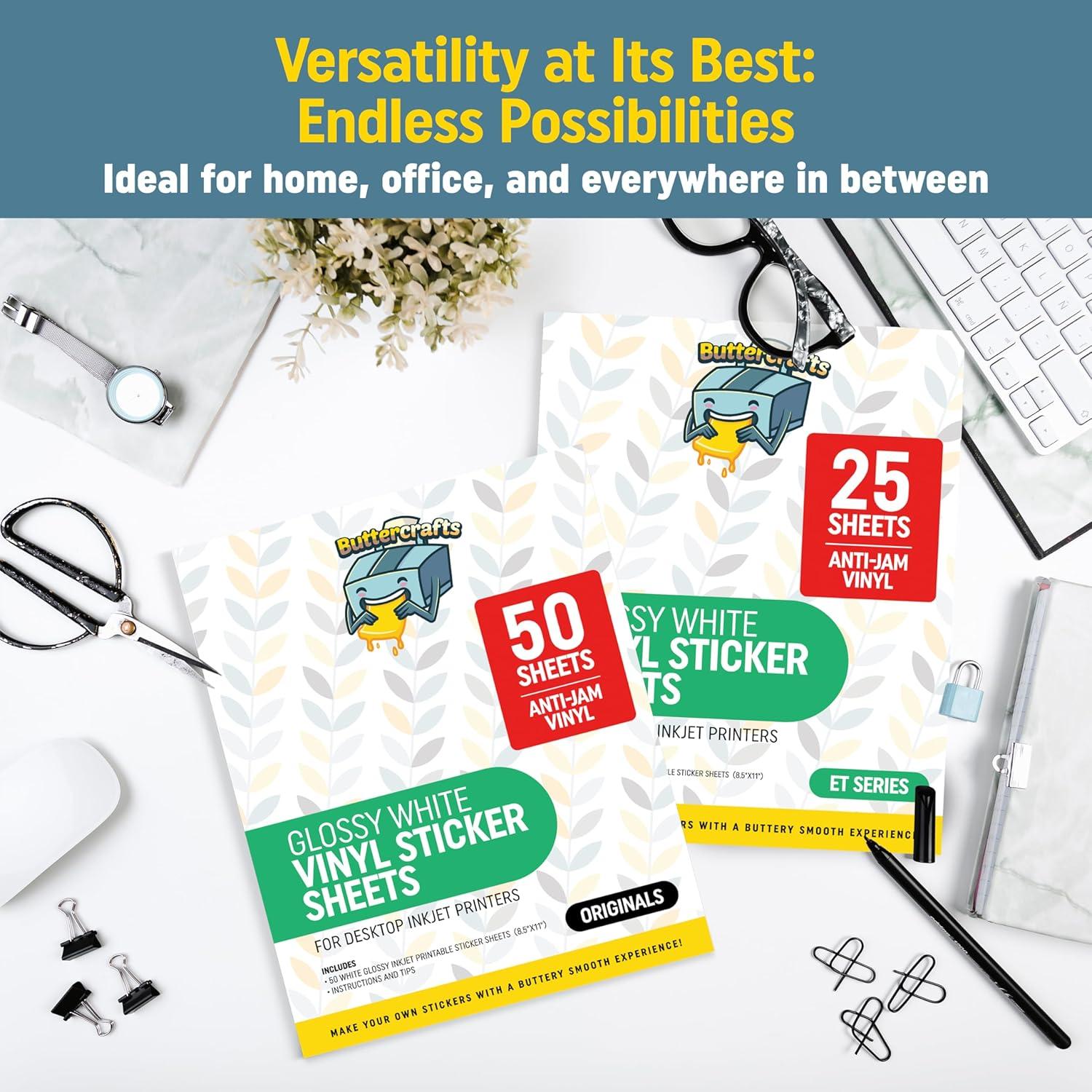 Papel de Etiquetas Imprimible Brillante Buttercrafts 50 Hojas