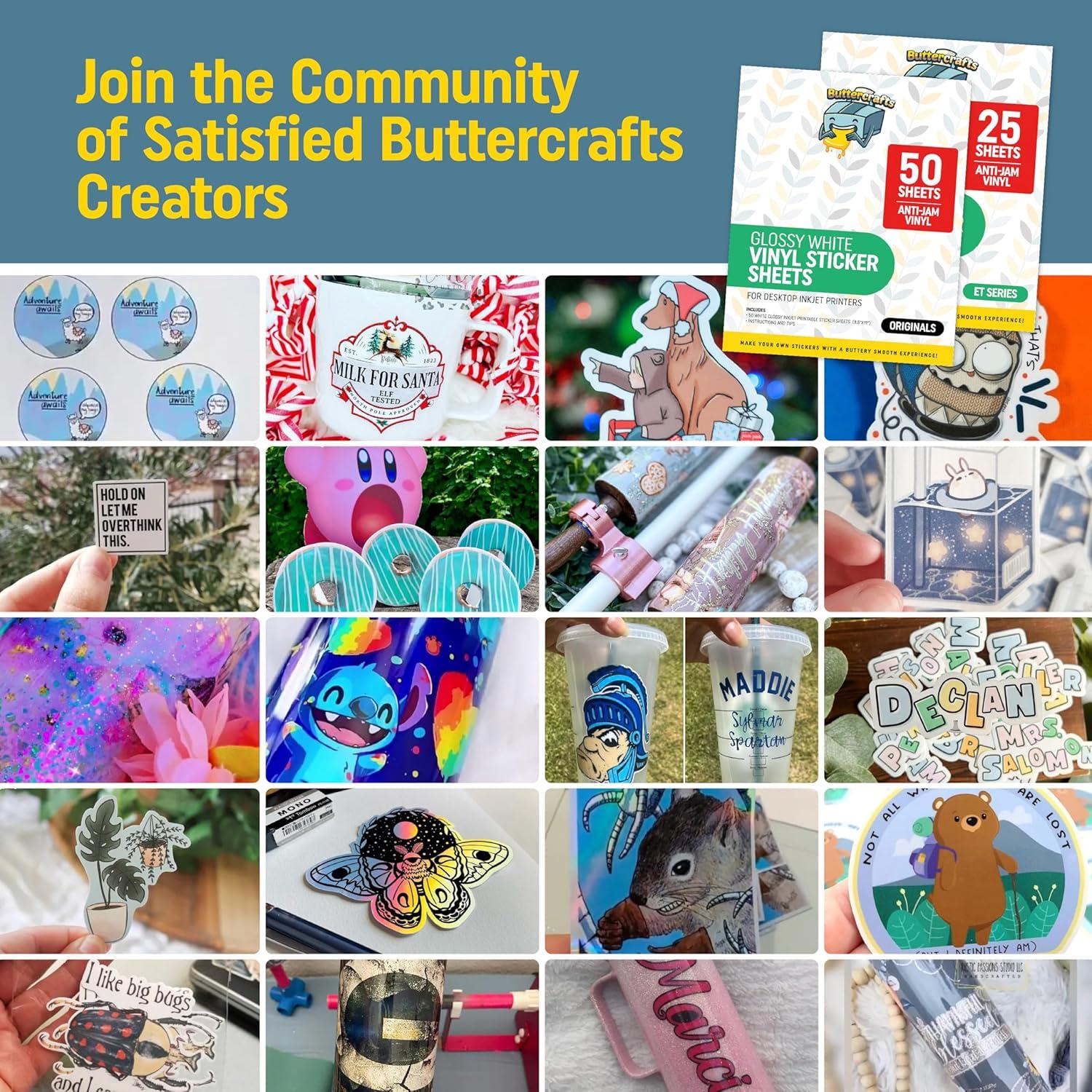 Papel de Etiquetas Imprimible Brillante Buttercrafts 50 Hojas