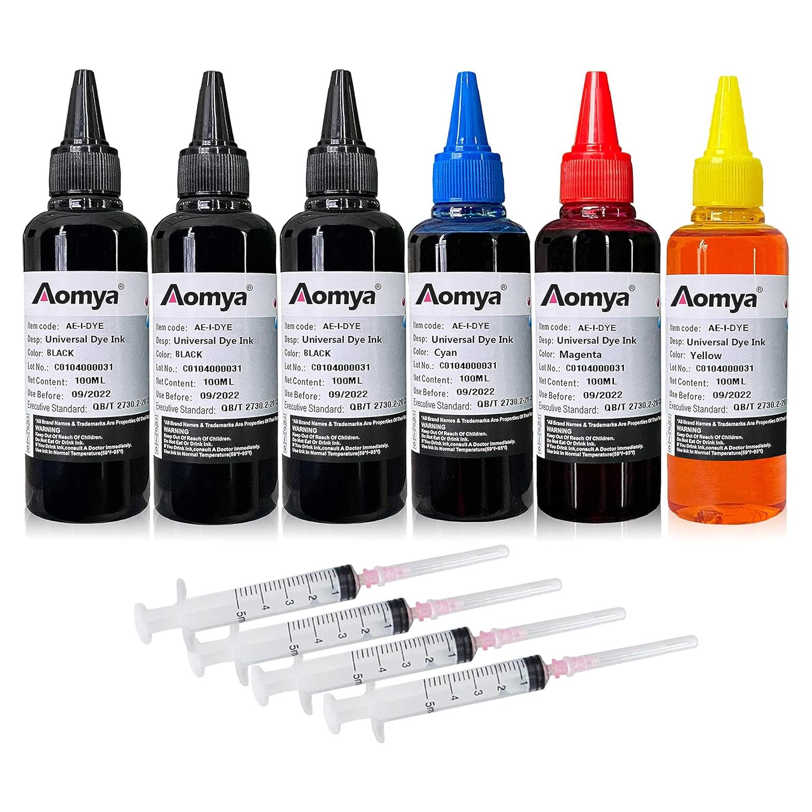 Kit de Recarga de Tinta Aomya 600ml para Cartuchos HP Canon Brother