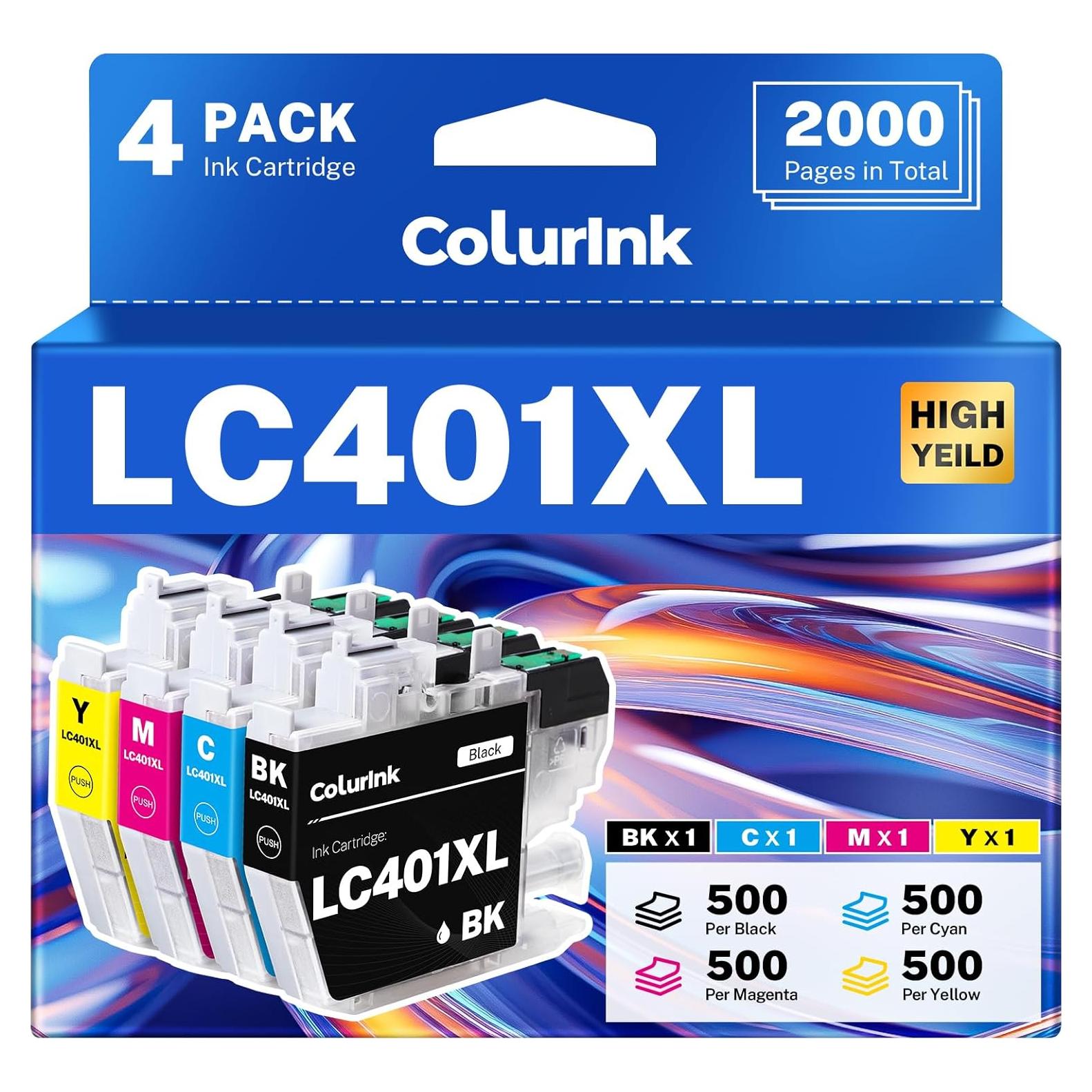Cartuchos de tinta ColurInk LC401XL compatibles Brother MFC-J1010DW