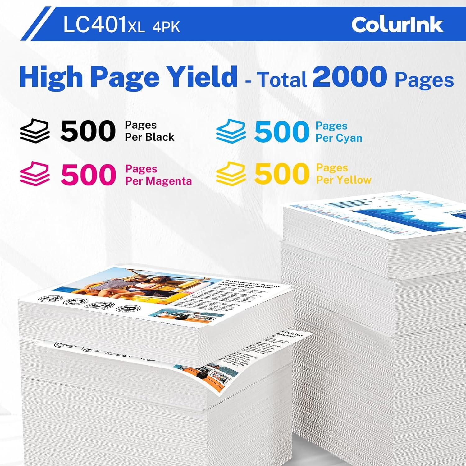 Cartuchos de tinta ColurInk LC401XL compatibles Brother MFC-J1010DW