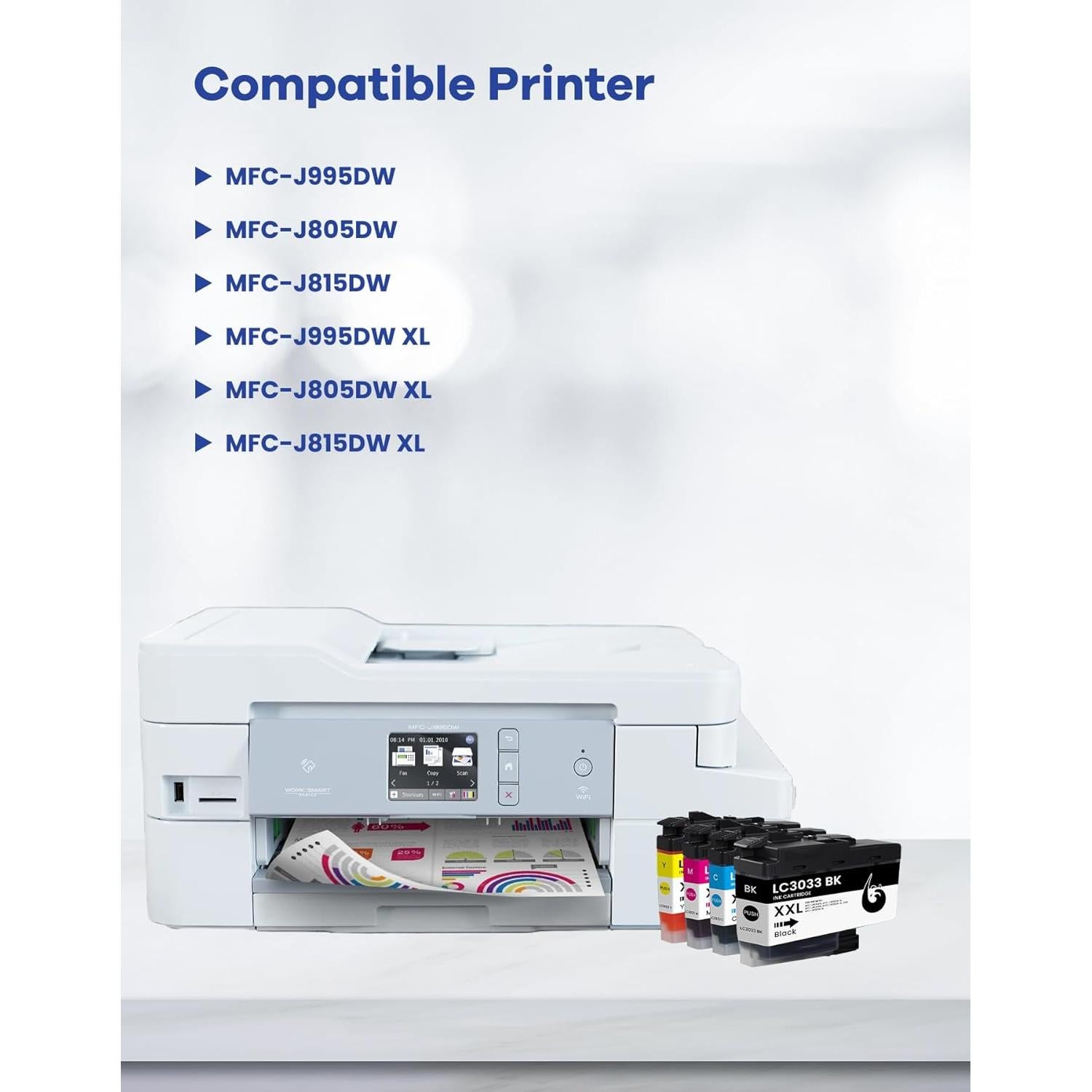 Cartuchos de Tinta RumbaRex LC3033 XXL Paquete de 4 - Negro, Cian, Magenta, Amarillo