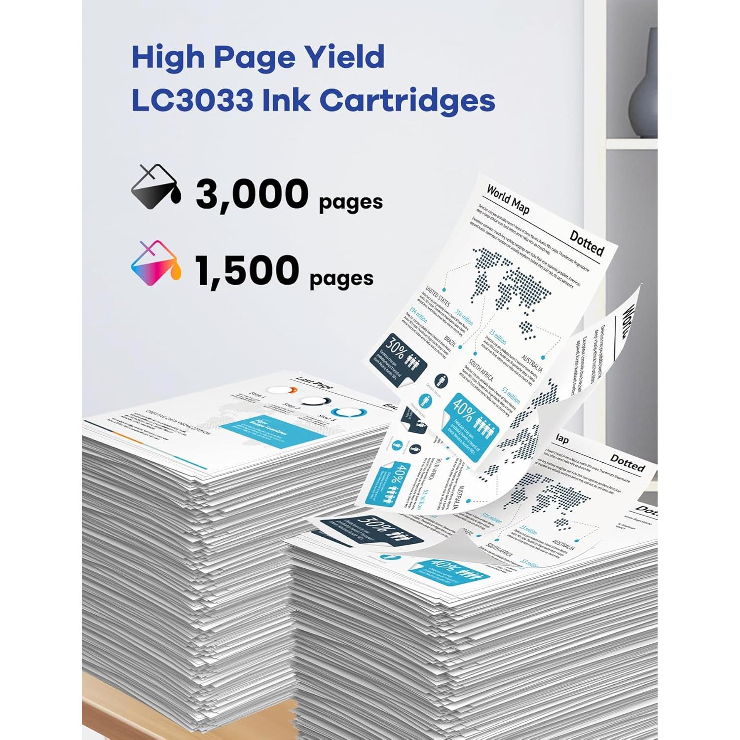 Cartuchos de Tinta RumbaRex LC3033 XXL Paquete de 4 - Negro, Cian, Magenta, Amarillo