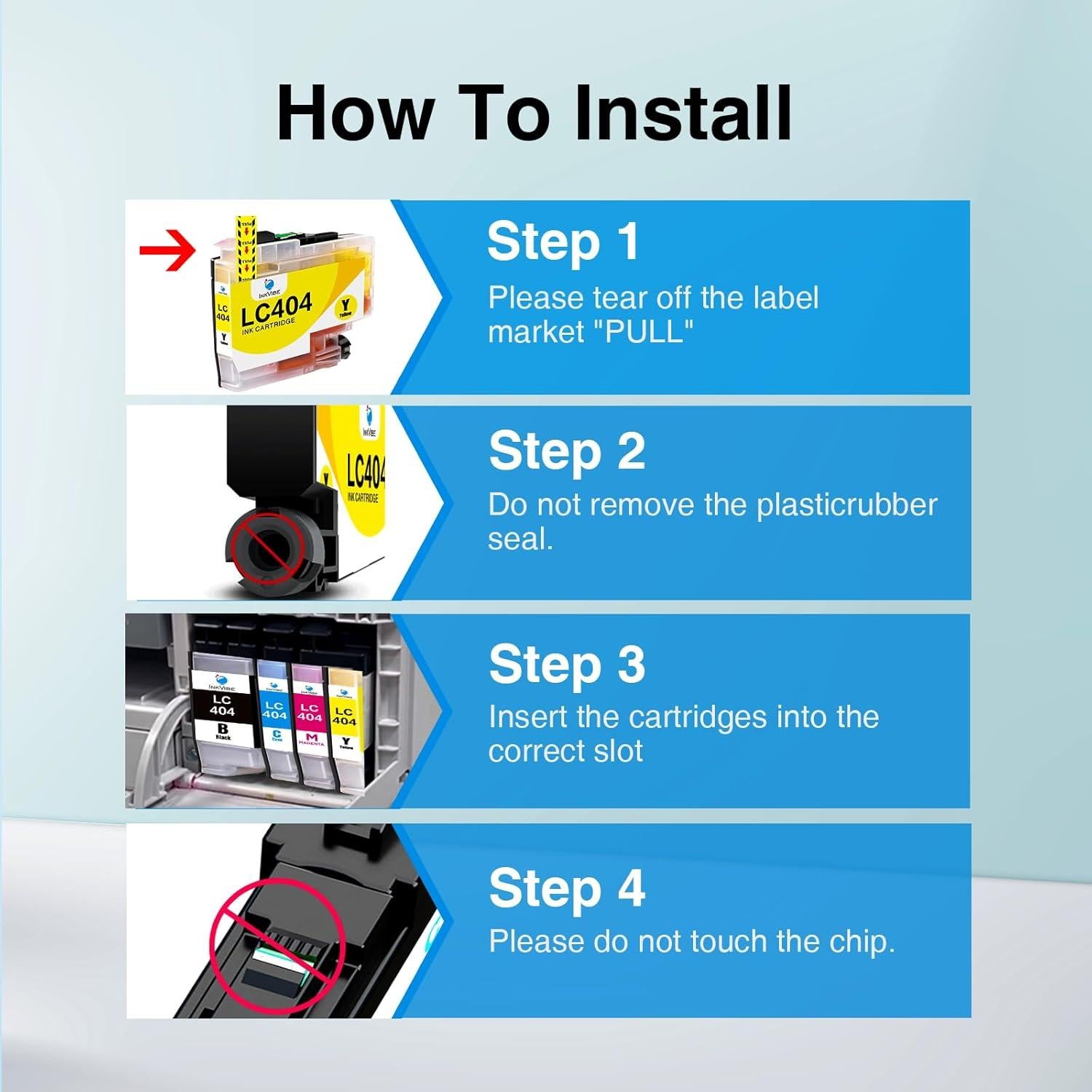 Cartuchos de tinta LC404 InkVibe para impresoras Brother - 4 Pack