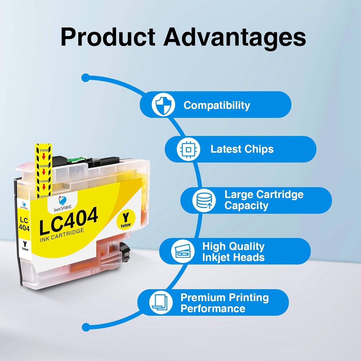 Cartuchos de tinta LC404 InkVibe para impresoras Brother - 4 Pack