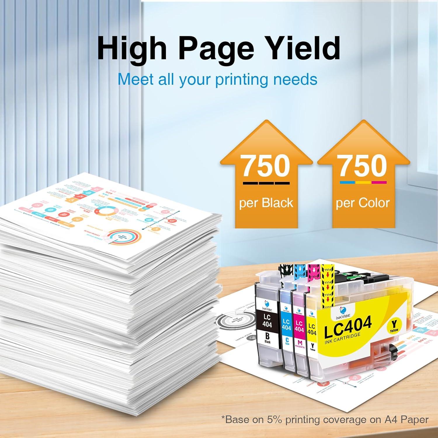 Cartuchos de tinta LC404 InkVibe para impresoras Brother - 4 Pack