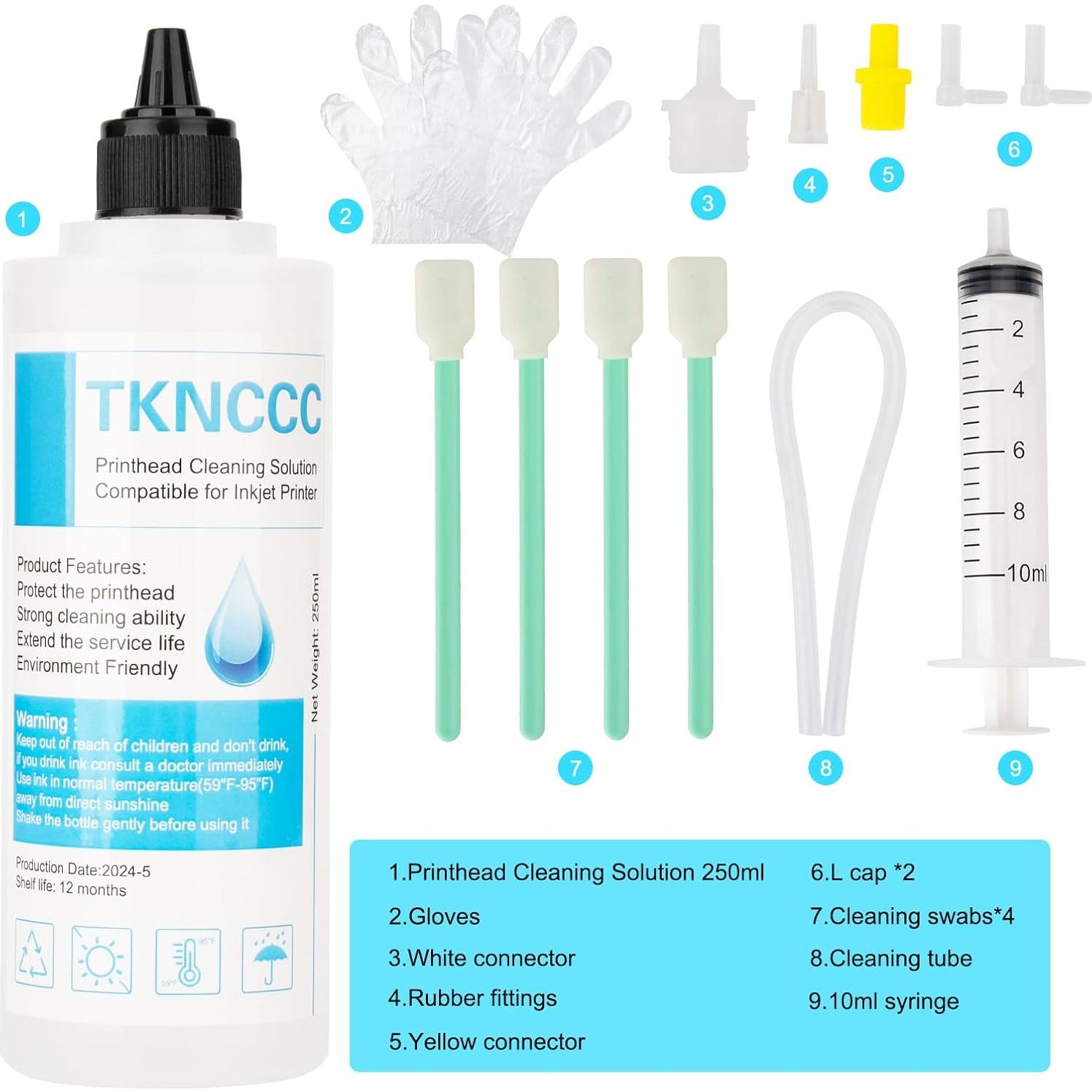 Kit de limpieza de cabezales de impresión 250ml TKNCCC