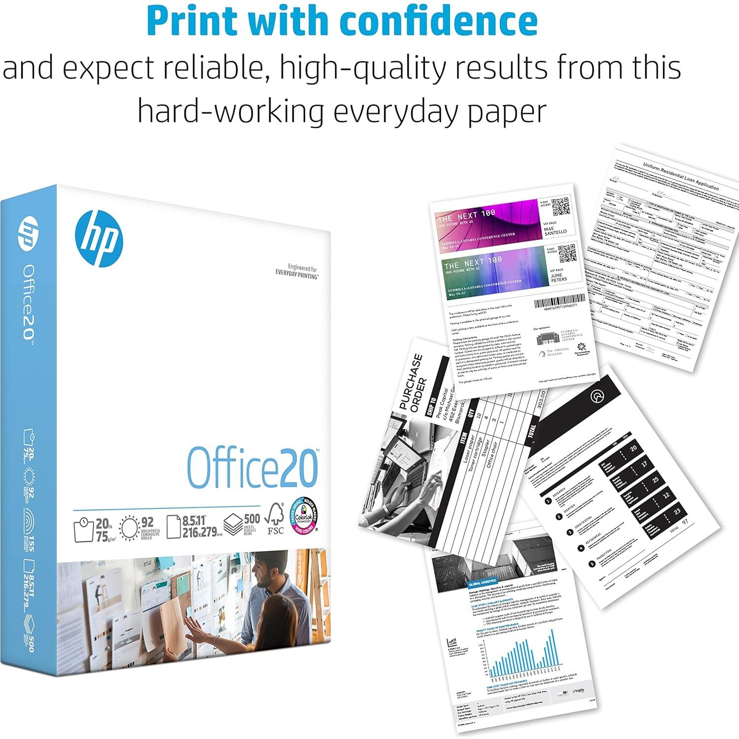 Papel de impresora HP Office20 20 lb 1500 hojas 21.59x27.94 cm