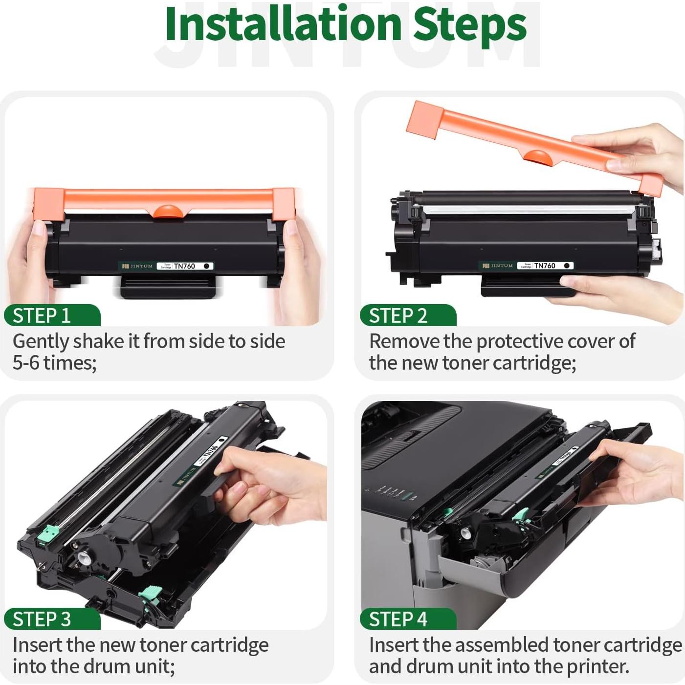 Cartucho de Tóner JINTUM TN760 Compatible para Brother - 4 Unidades