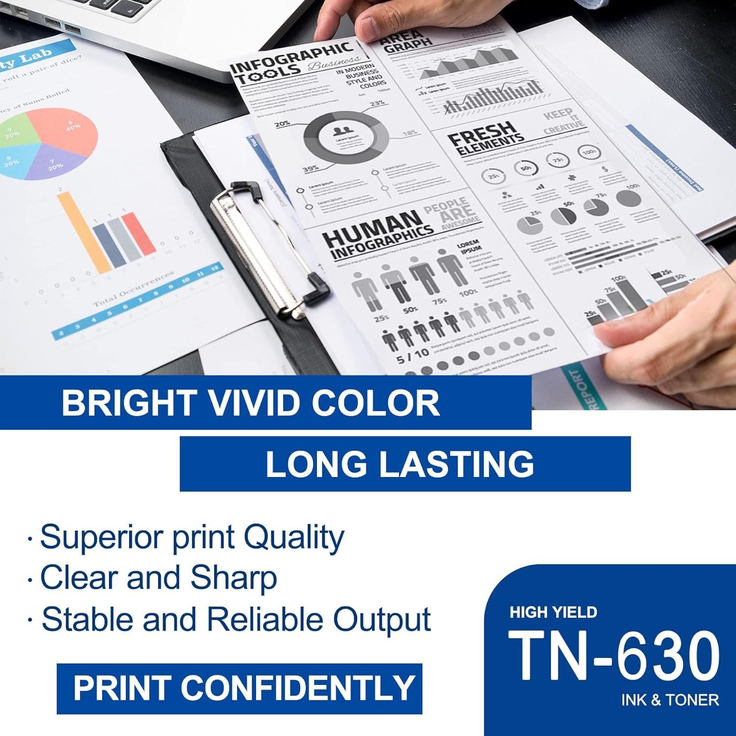 Paquete de 2 Cartuchos de Tóner Negro TN630 Brother Compatible