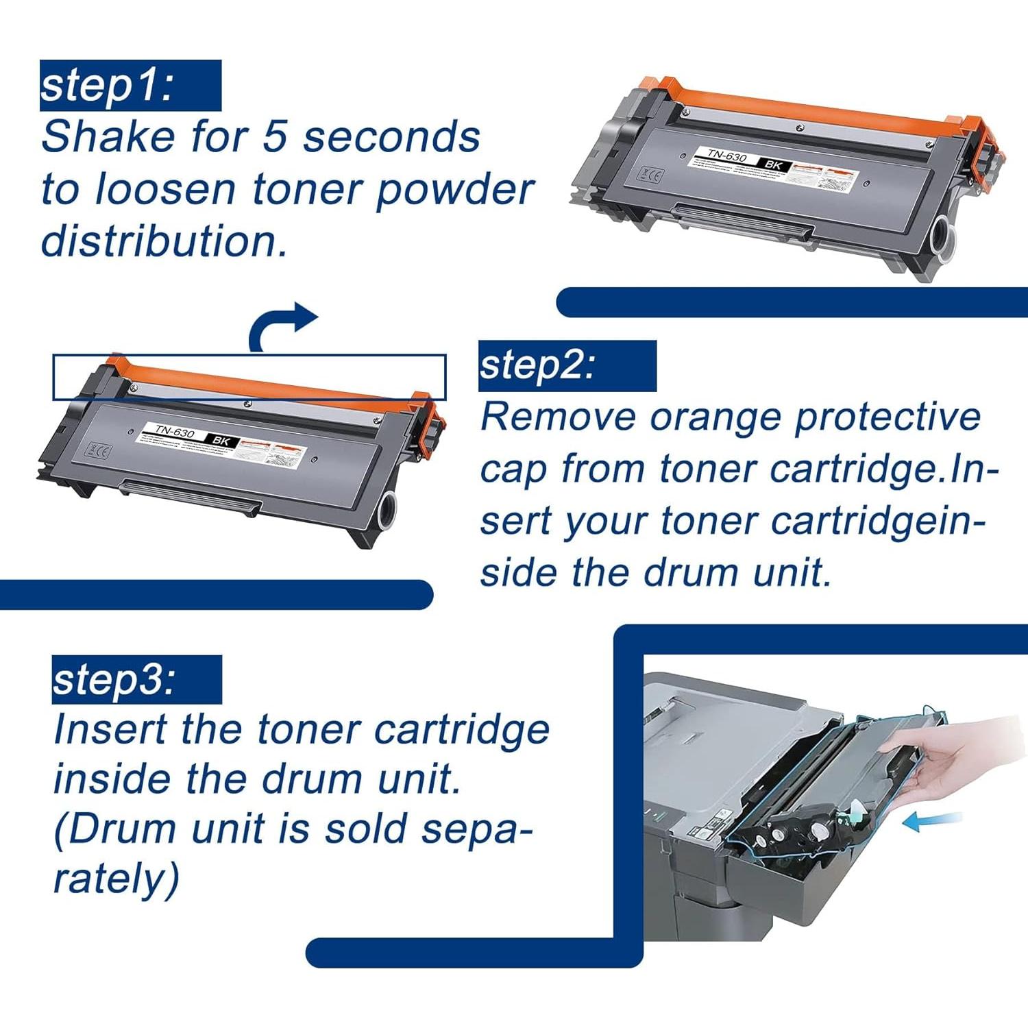 Paquete de 2 Cartuchos de Tóner Negro TN630 Brother Compatible