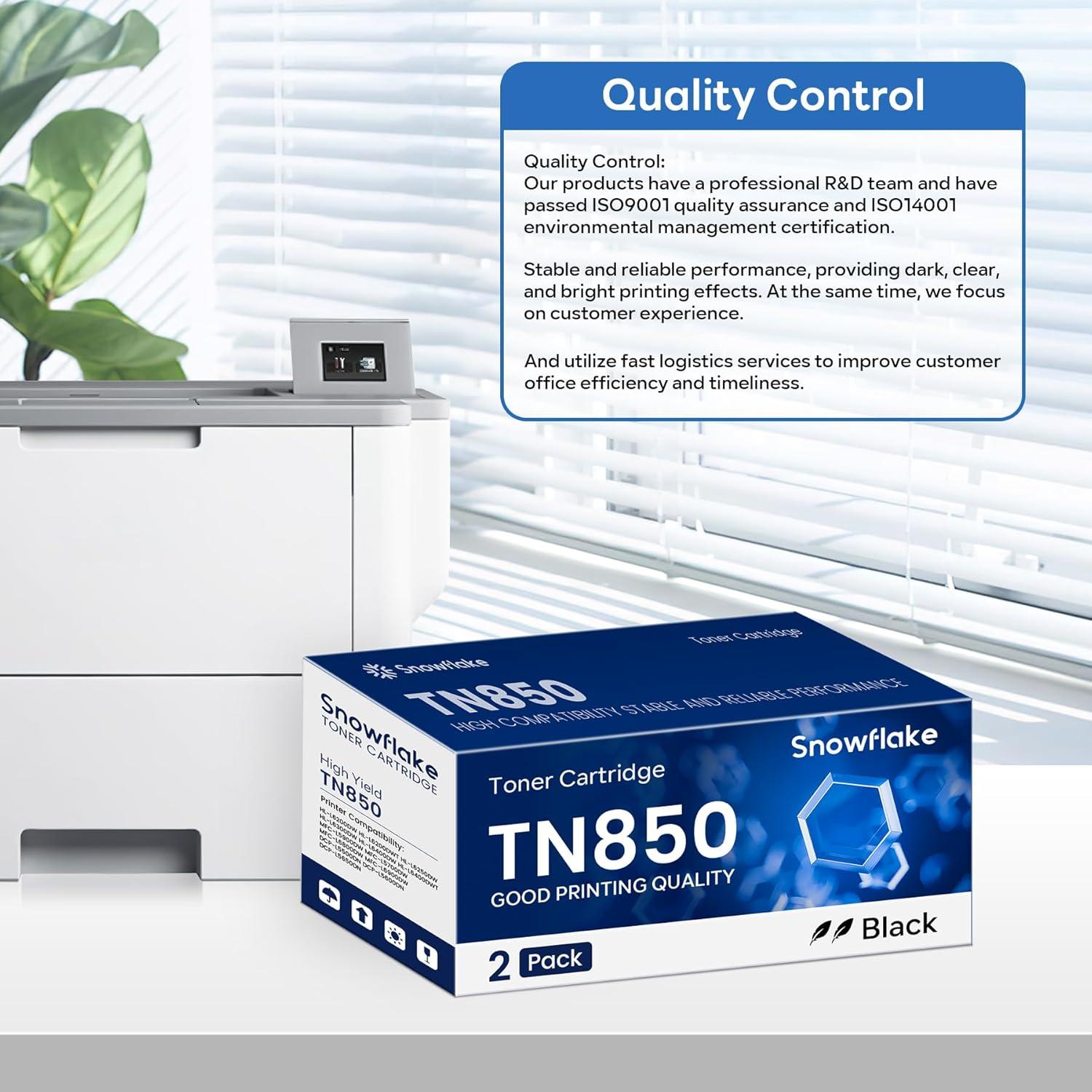 Tóner Negro Alto Rendimiento Snowflake TN850 Paquete de 2