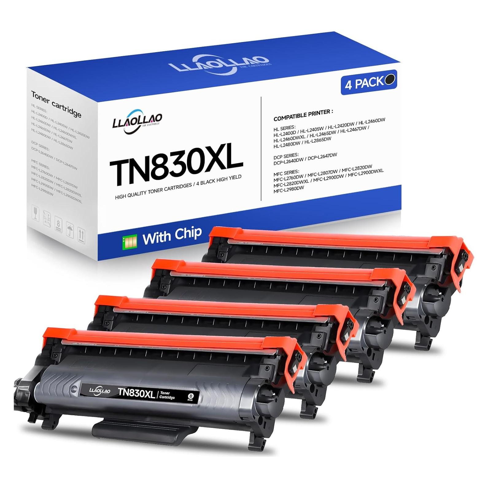 Cartuchos de Tóner LLAOLLAO TN830XL para Brother - 4 Negro