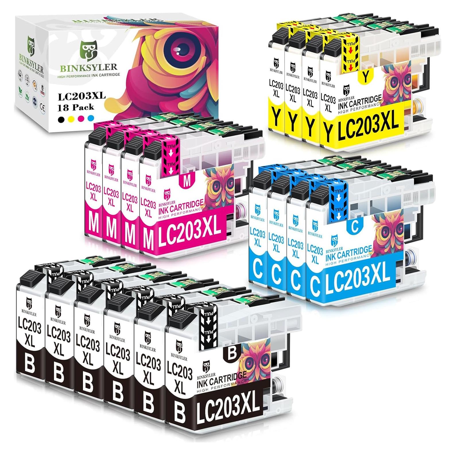 Paquete de 18 cartuchos de tinta BINKSYLER LC203XL para Brother