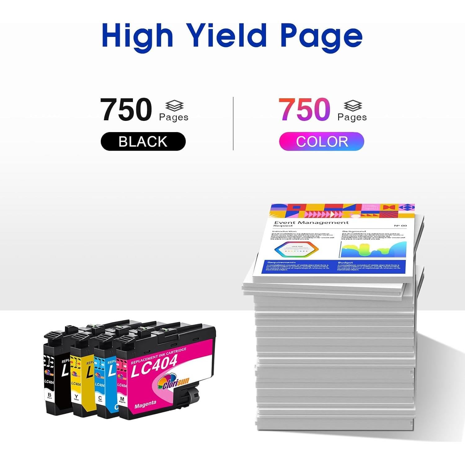 Cartuchos de tinta Clorisun LC404 compatibles para Brother MFC-J
