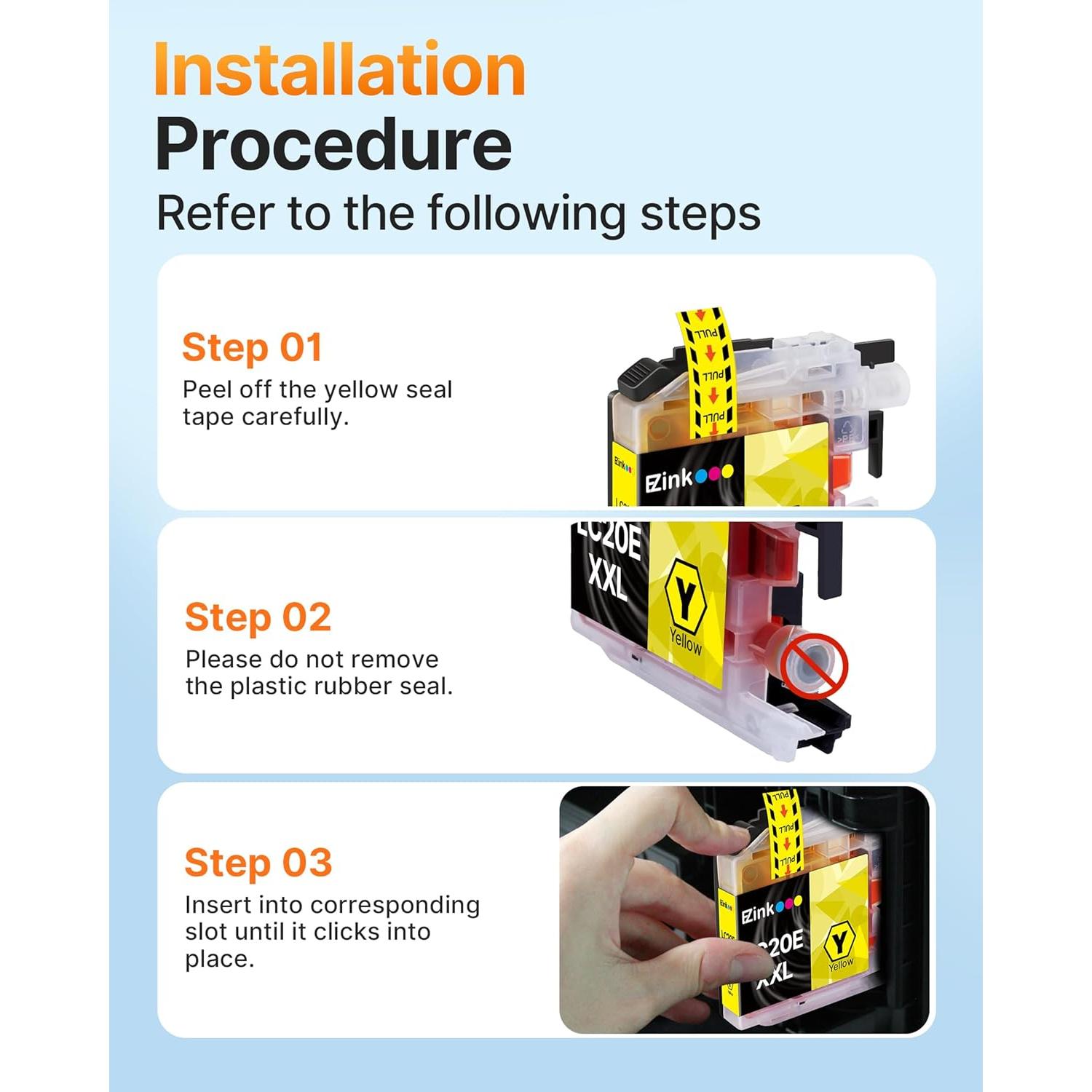 Cartuchos de tinta E-Z Ink LC20E para Brother - Paquete de 10