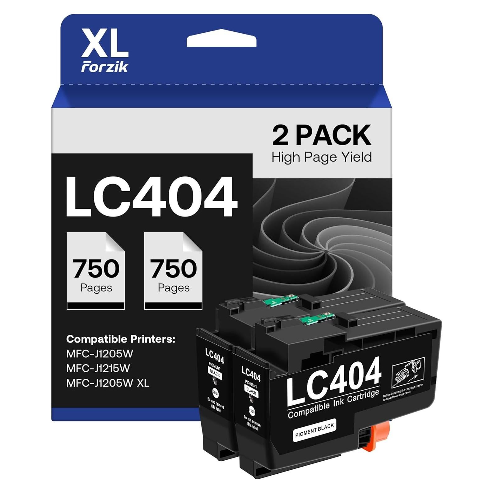 Cartuchos de tinta Forzik LC404BK Compatible para Brother - 2 Paquete