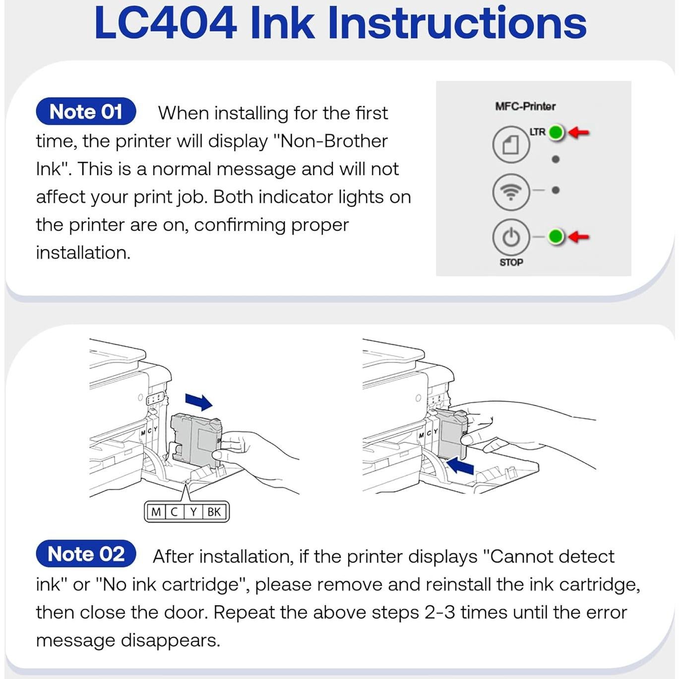 Cartuchos de tinta Forzik LC404BK Compatible para Brother - 2 Paquete