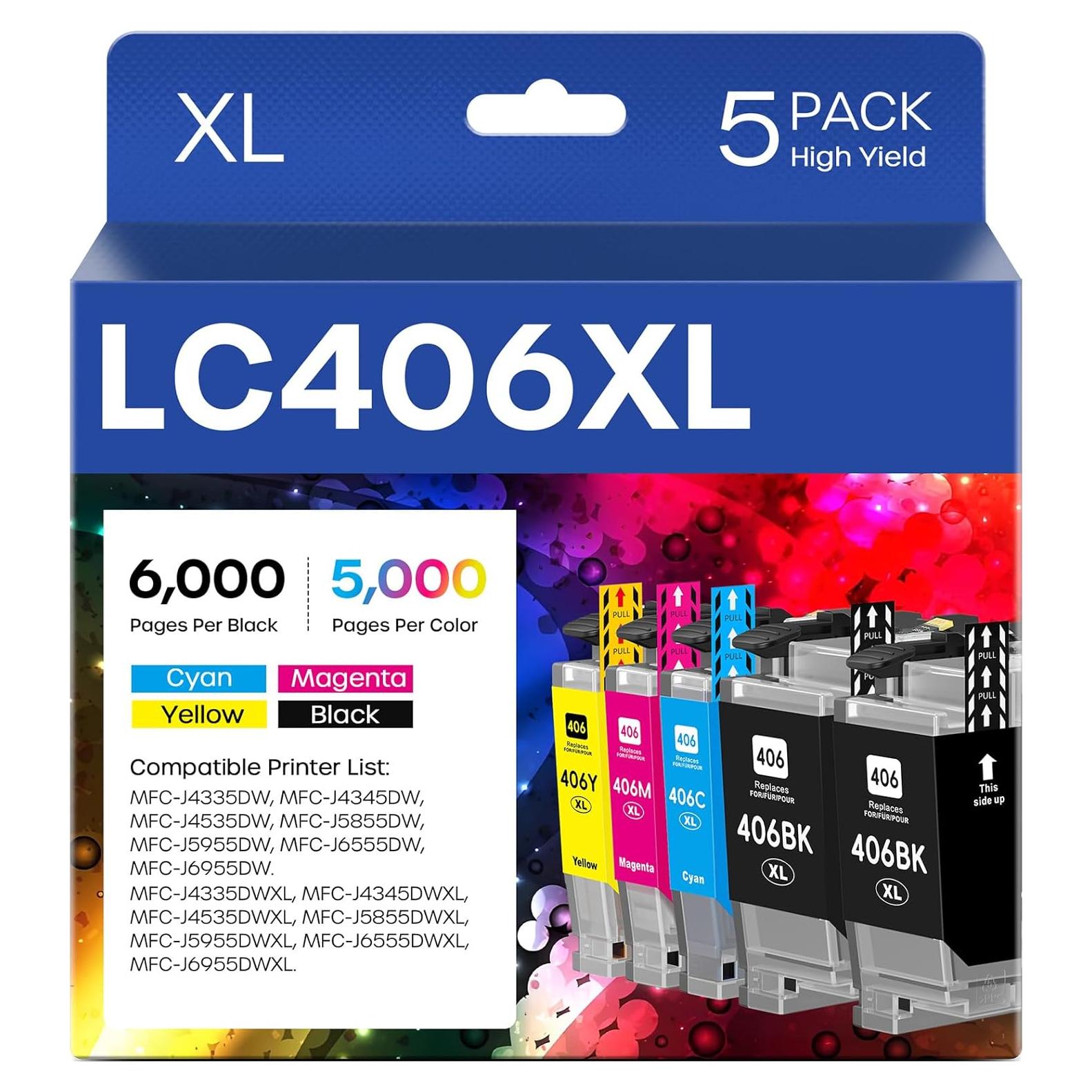 Cartuchos de tinta compatibles Brother LC406XL - 5 Paquete