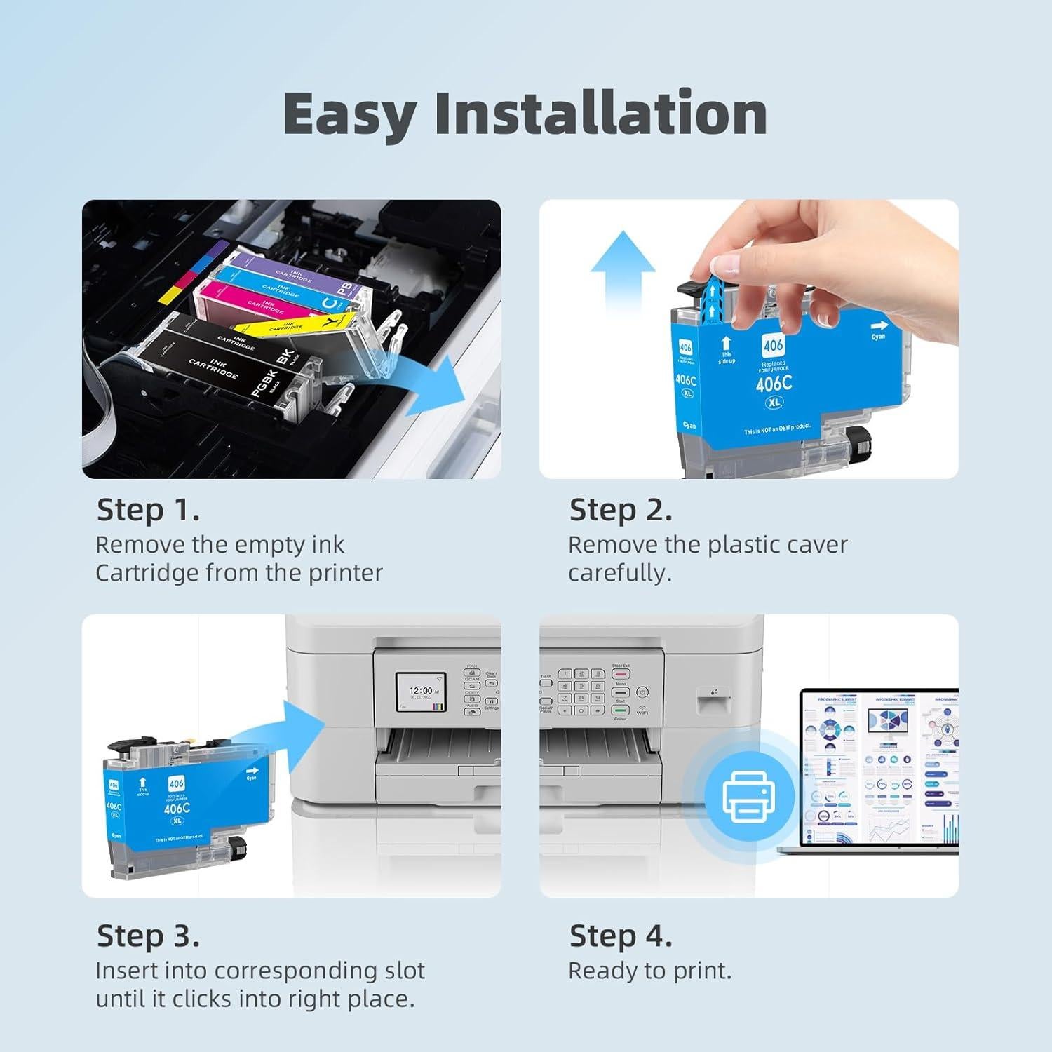 Cartuchos de tinta compatibles Brother LC406XL - 5 Paquete