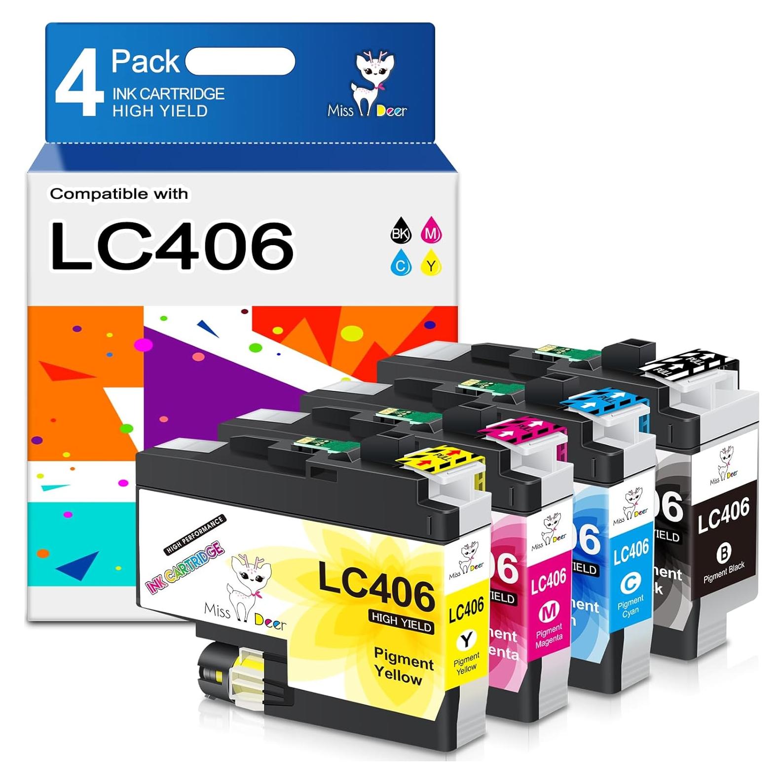 Cartuchos de tinta Miss Deer LC406 4-Pack para Brother