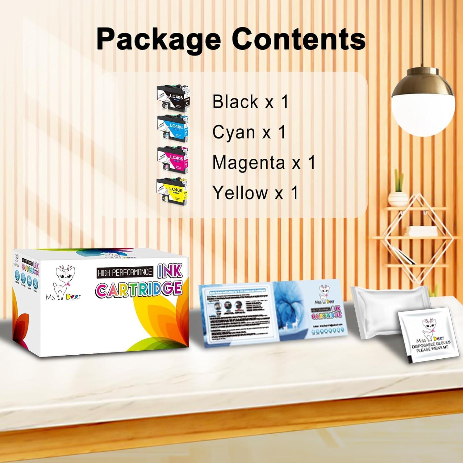 Cartuchos de tinta Miss Deer LC406 4-Pack para Brother