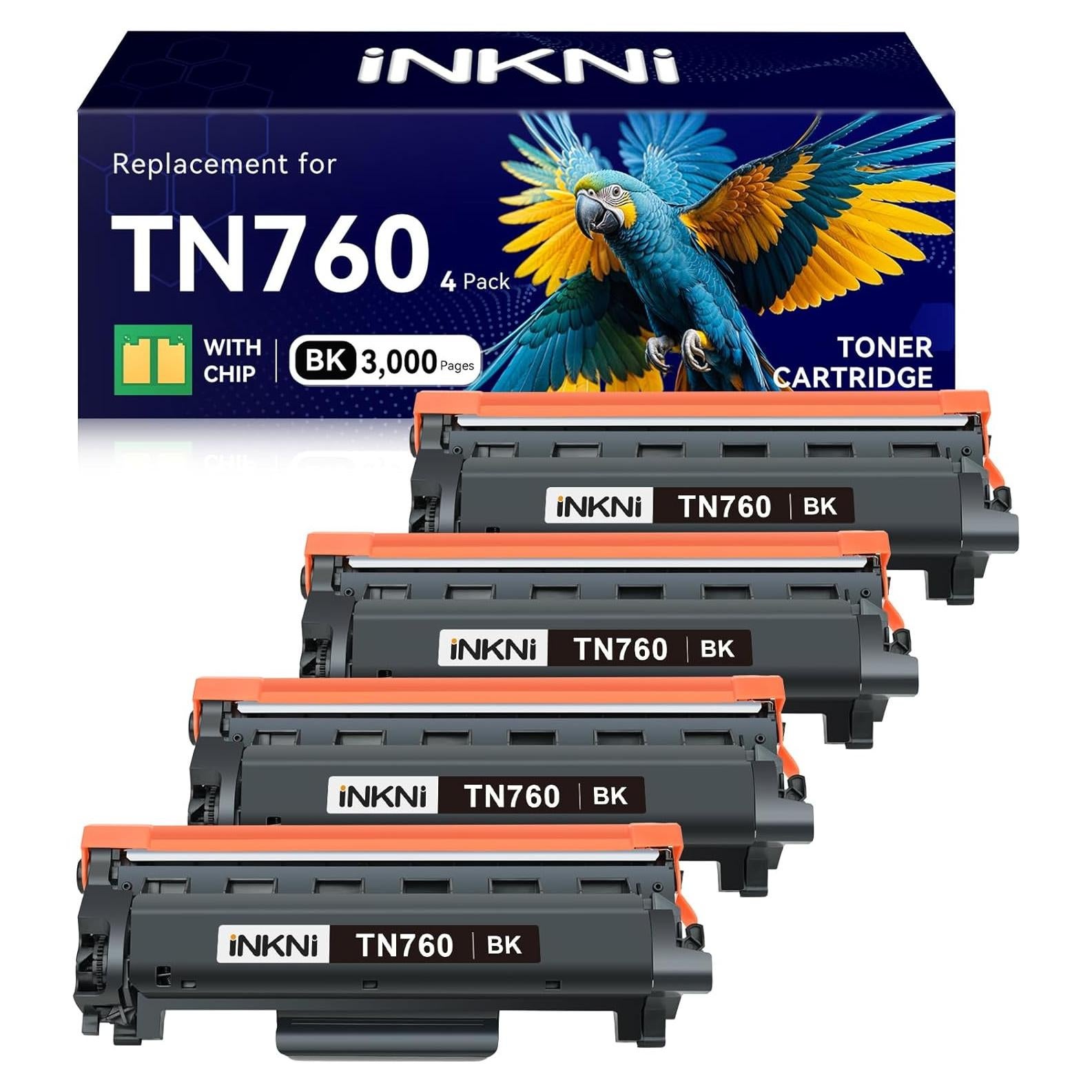 Cartucho de Tóner Compatible Brother TN760 Negro 4 Paquete