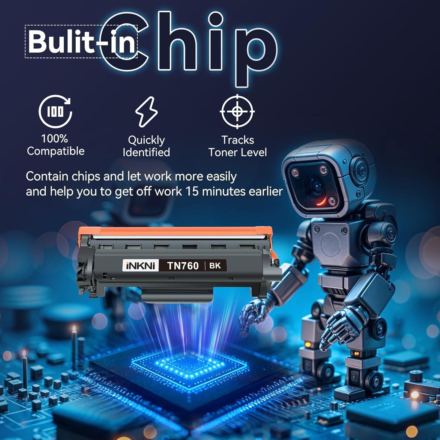 Cartucho de Tóner Compatible Brother TN760 Negro 4 Paquete