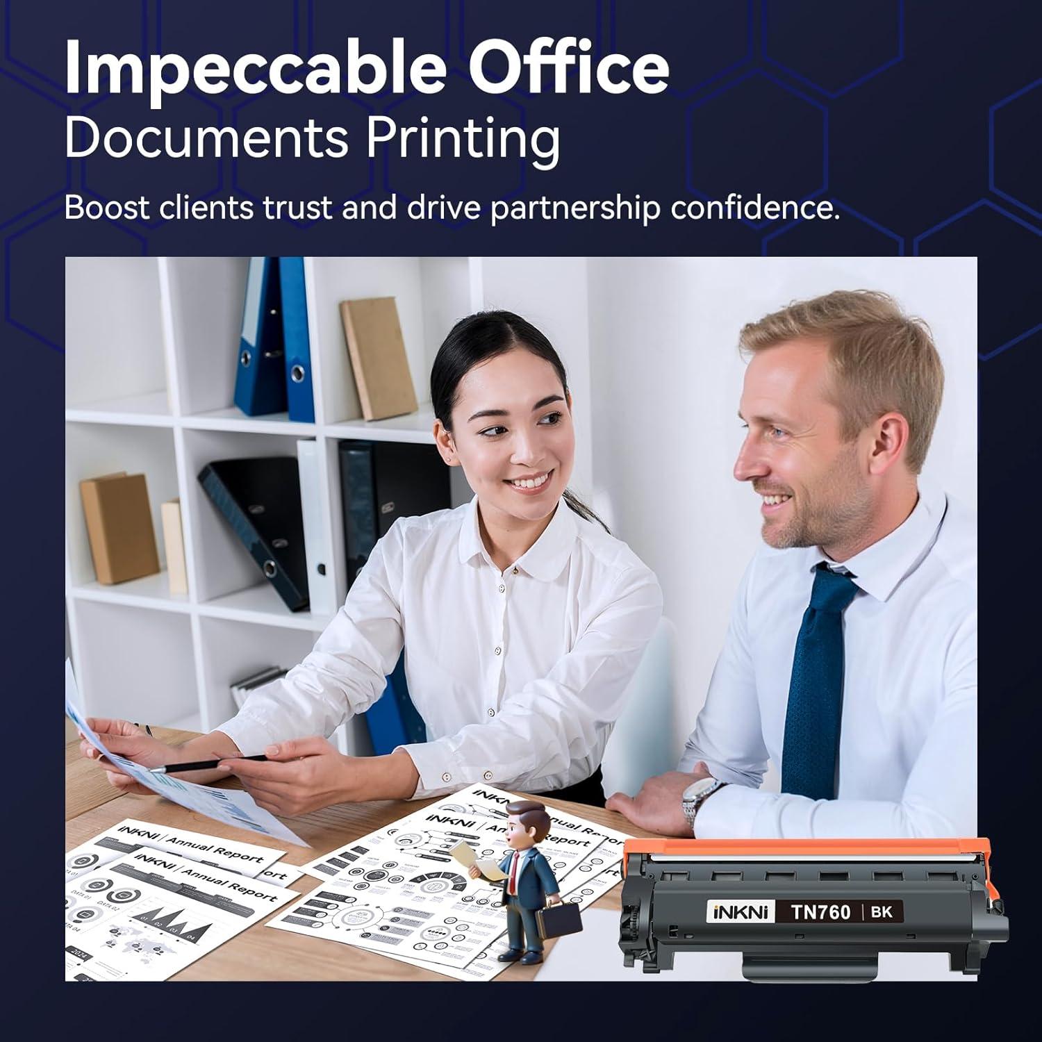 Cartucho de Tóner Compatible Brother TN760 Negro 4 Paquete