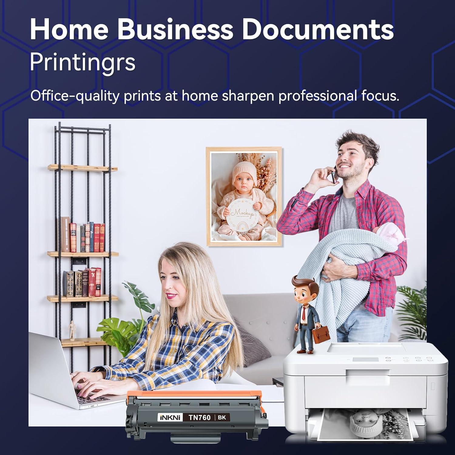 Cartucho de Tóner Compatible Brother TN760 Negro 4 Paquete