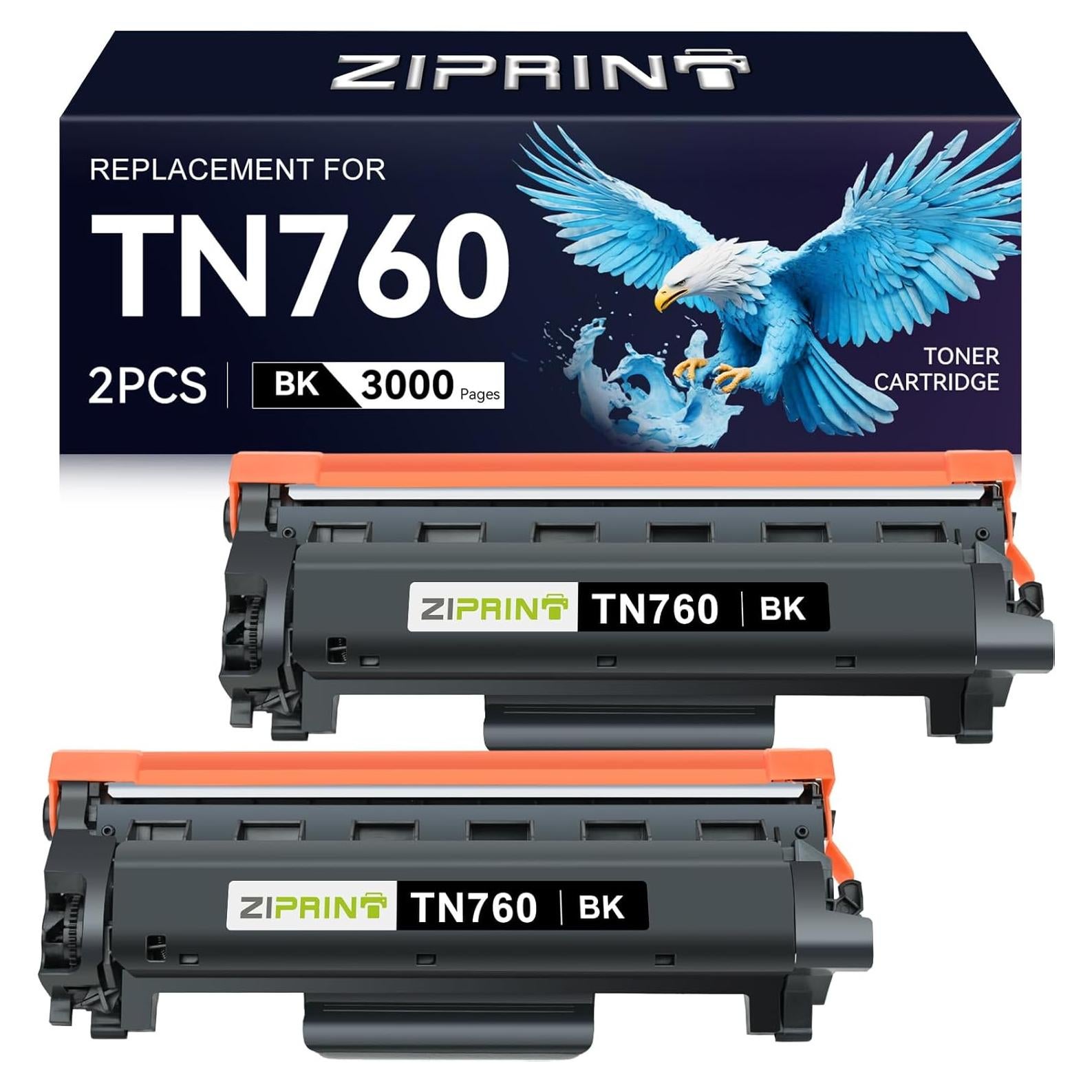 Cartuchos de Tóner ZIPRINT TN760 Compatible para Brother - 2 Paquete