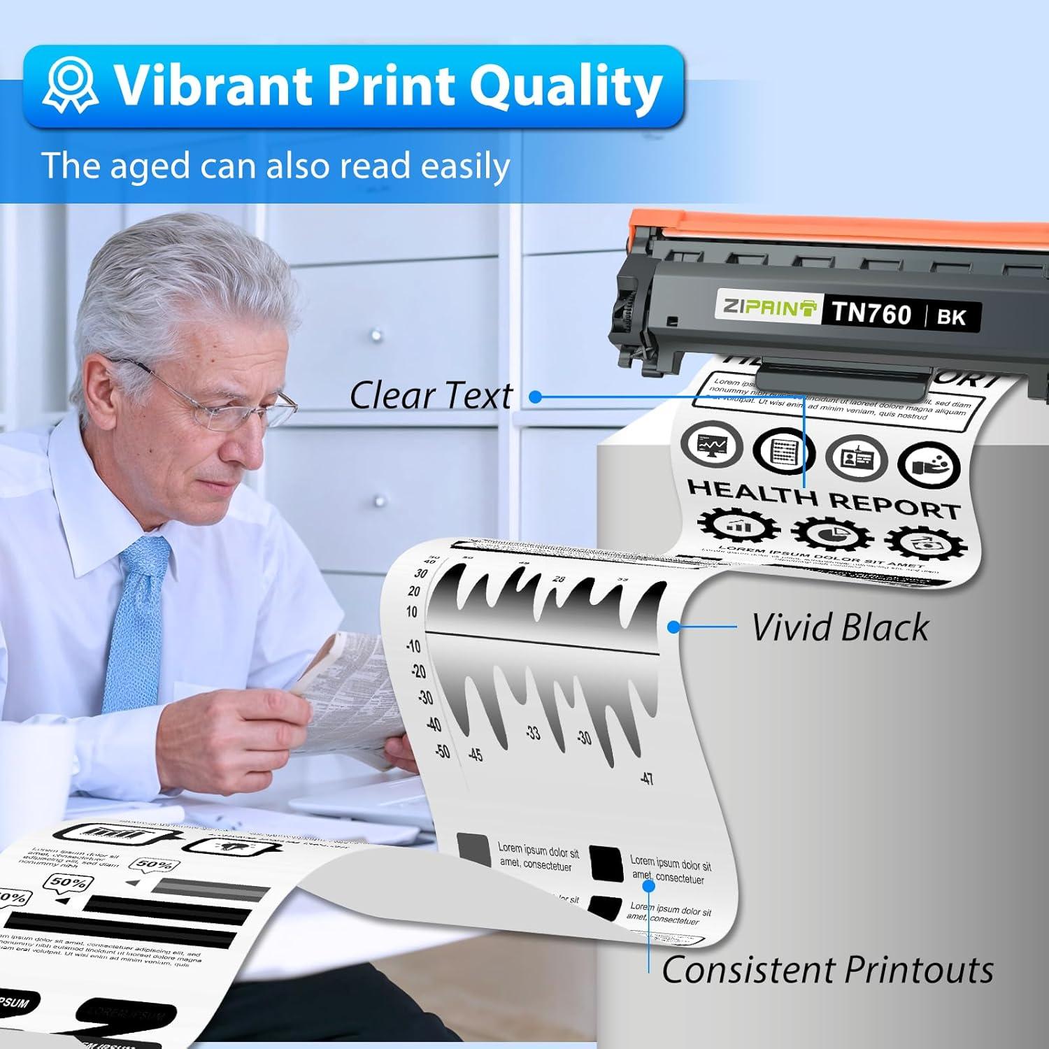 Cartuchos de Tóner ZIPRINT TN760 Compatible para Brother - 2 Paquete