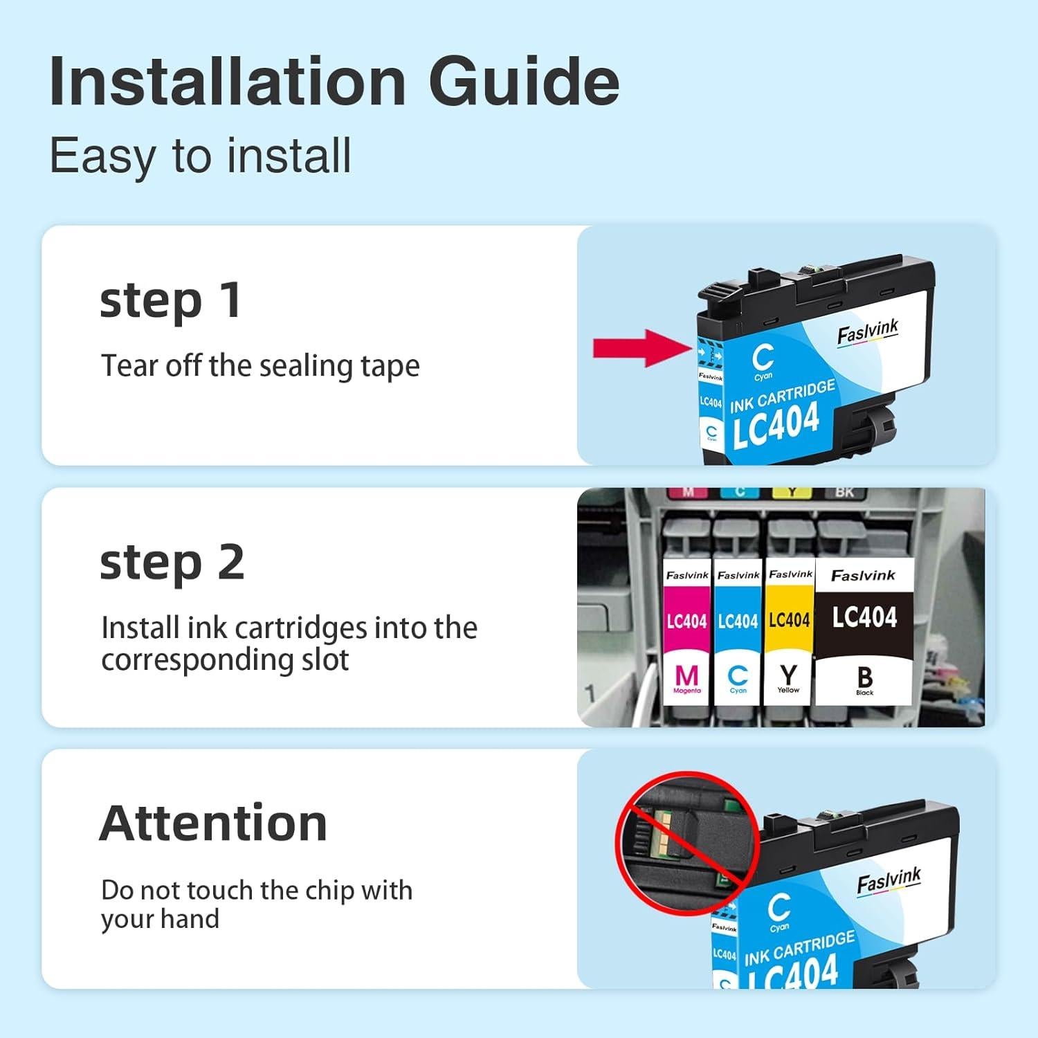 Cartuchos de tinta LC404 Faslvink compatibles para impresora Brother