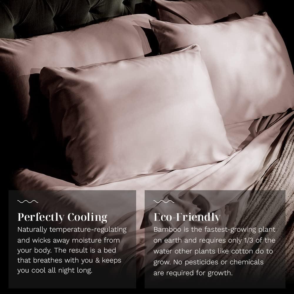 Juego de Sábanas LUXOME Individual 100% Rayón de Bambú Rubor 3 Piezas