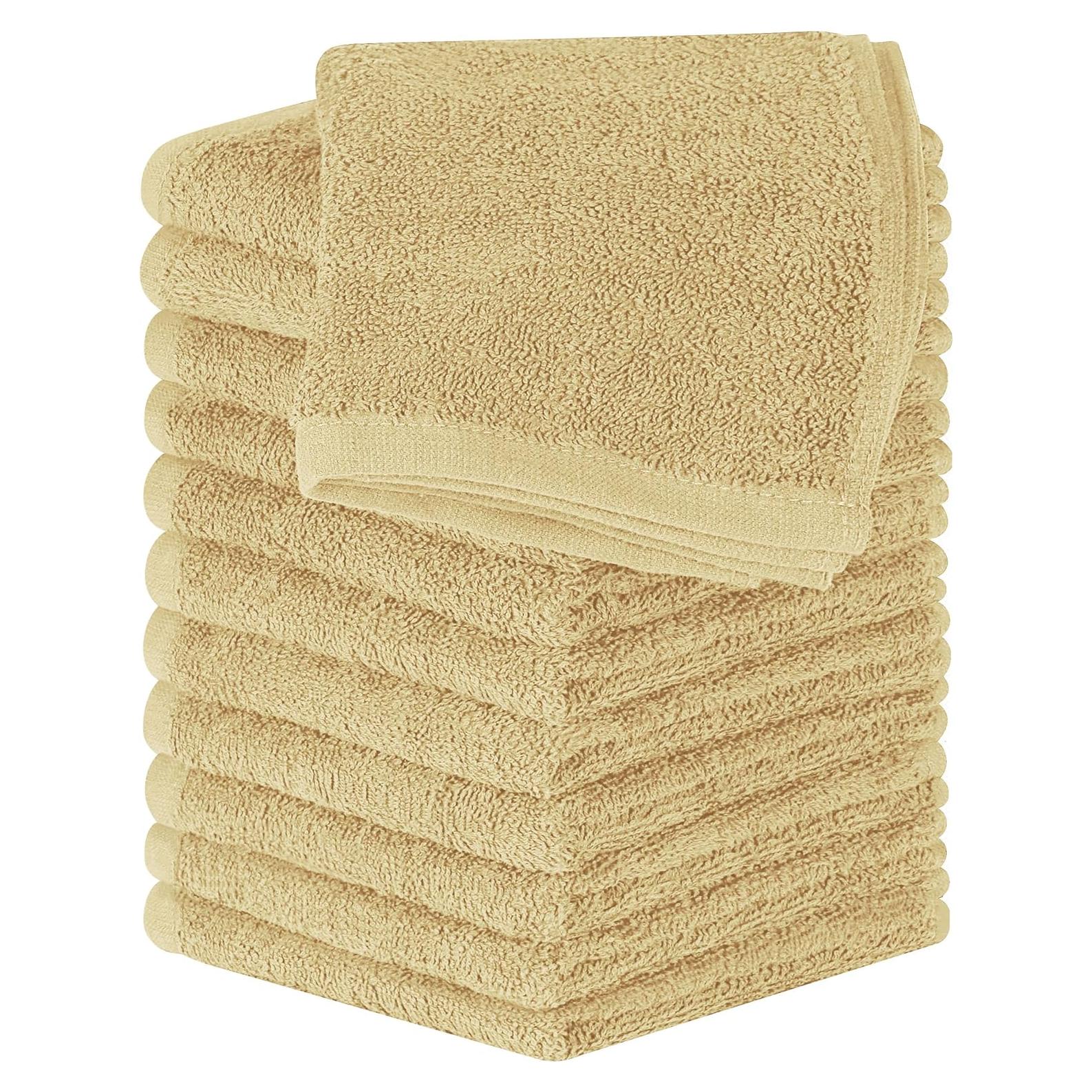 Juego de Toallas Utopia 12 Paños de Algodón Beige 30x30 cm