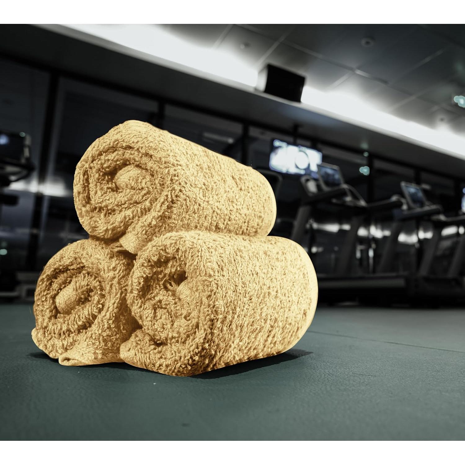 Juego de Toallas Utopia 12 Paños de Algodón Beige 30x30 cm